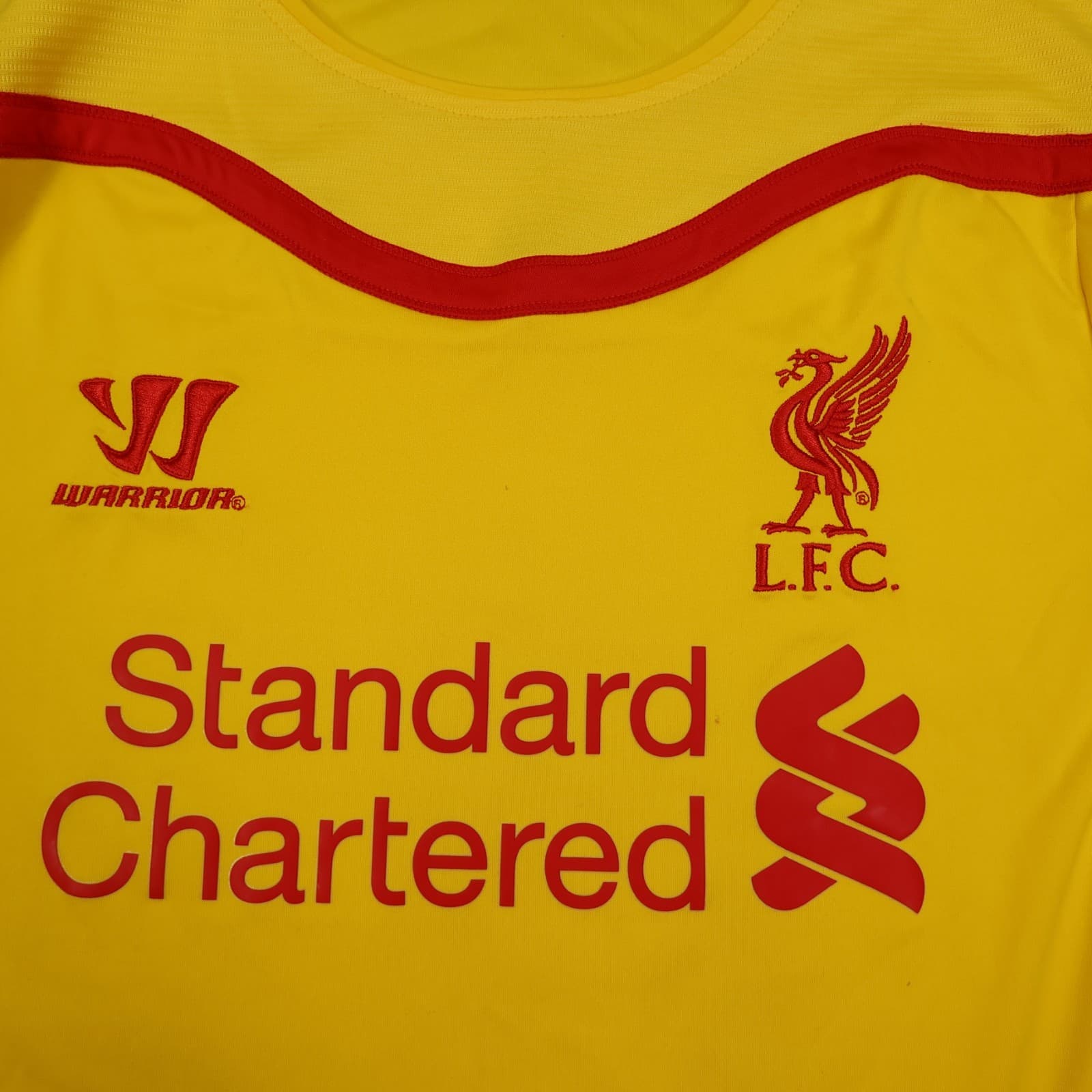 Liverpool Shirt Large Yellow Away Kit 2014 2015 Warrior Soccer Jersey photo 5