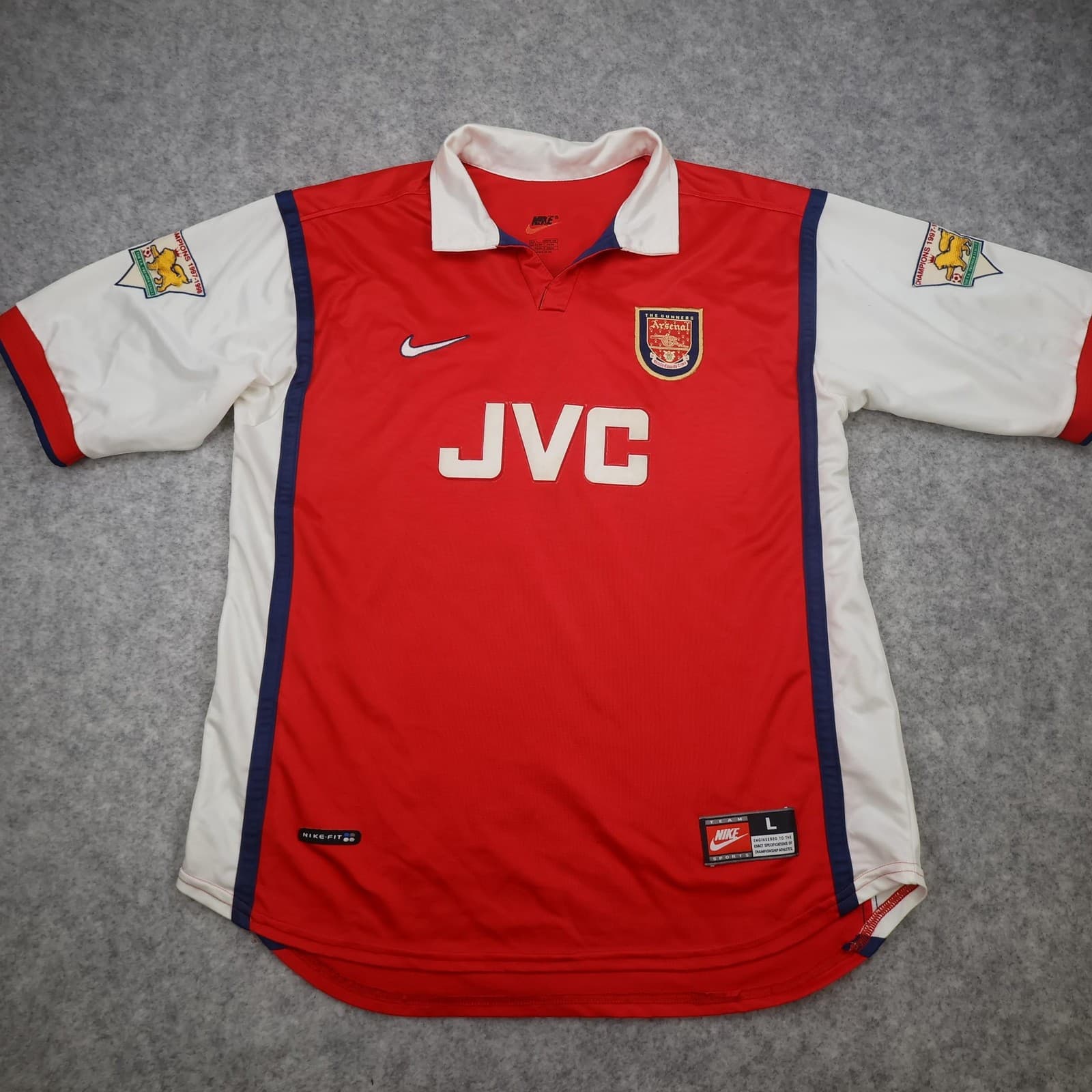 Vintage Arsenal Shirt Mens Large Home 1998 1999 Nike JVC Bergkamp 10 Jersey photo 2