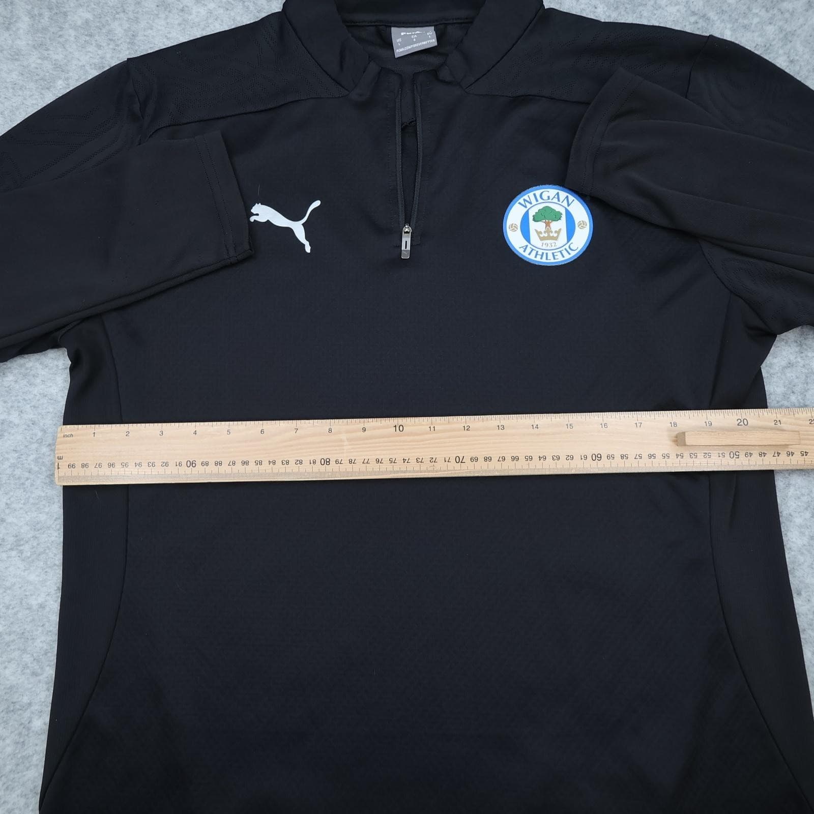 Wigan Athletic Training Top Mens Large Black EFL Football Puma 1/4 Zip DRYCELL photo 6