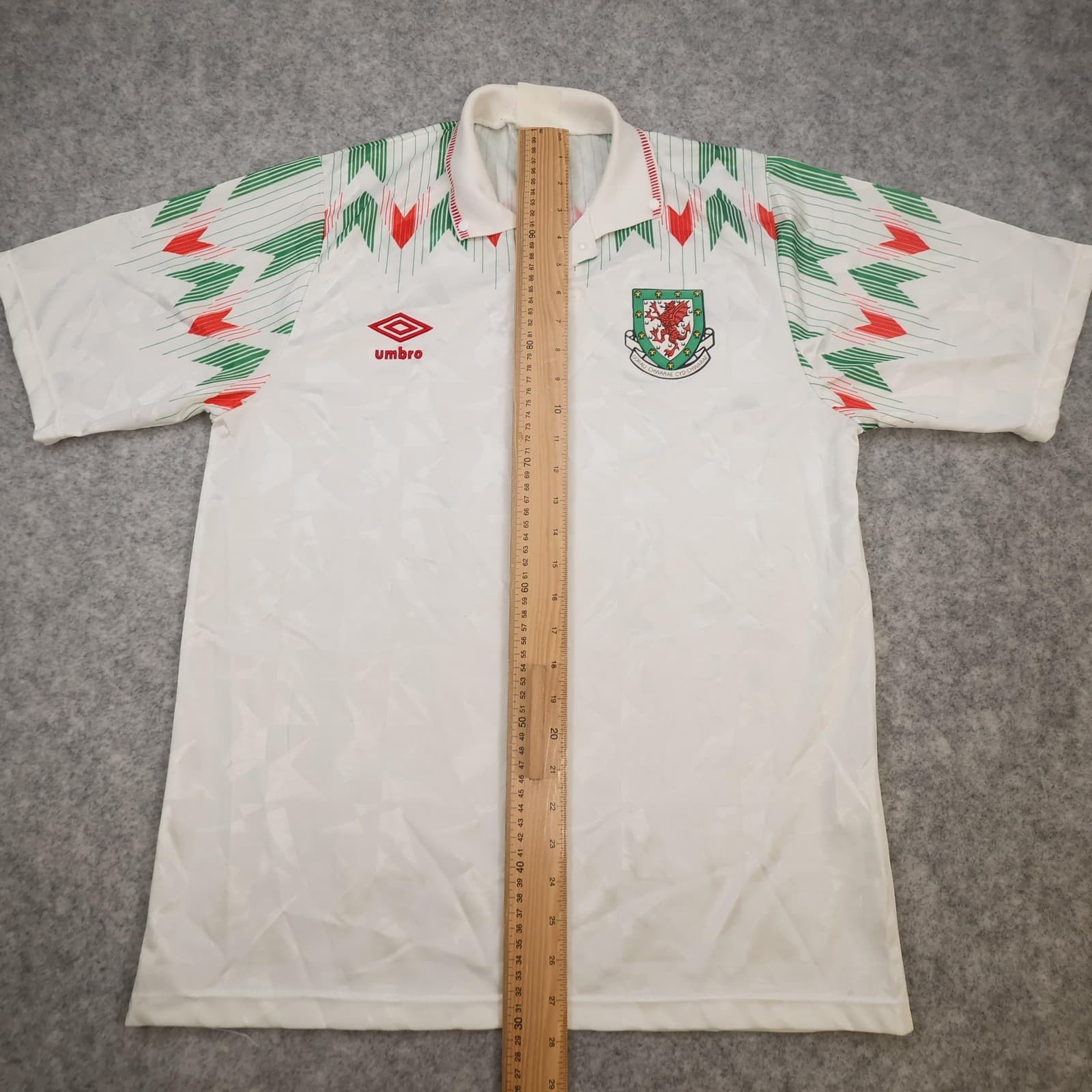 Vintage Wales Away Shirt Mens Medium White 1990 1992 Football Soccer Jersey photo 9