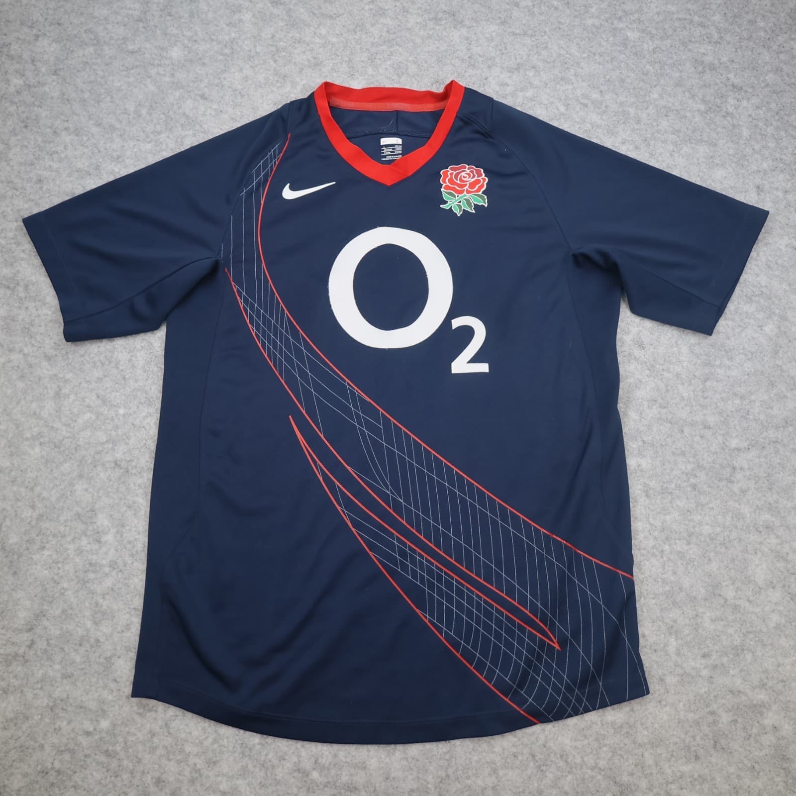 England Rugby Shirt Large Navy Kit 2007 2008 Nike Jersey O2