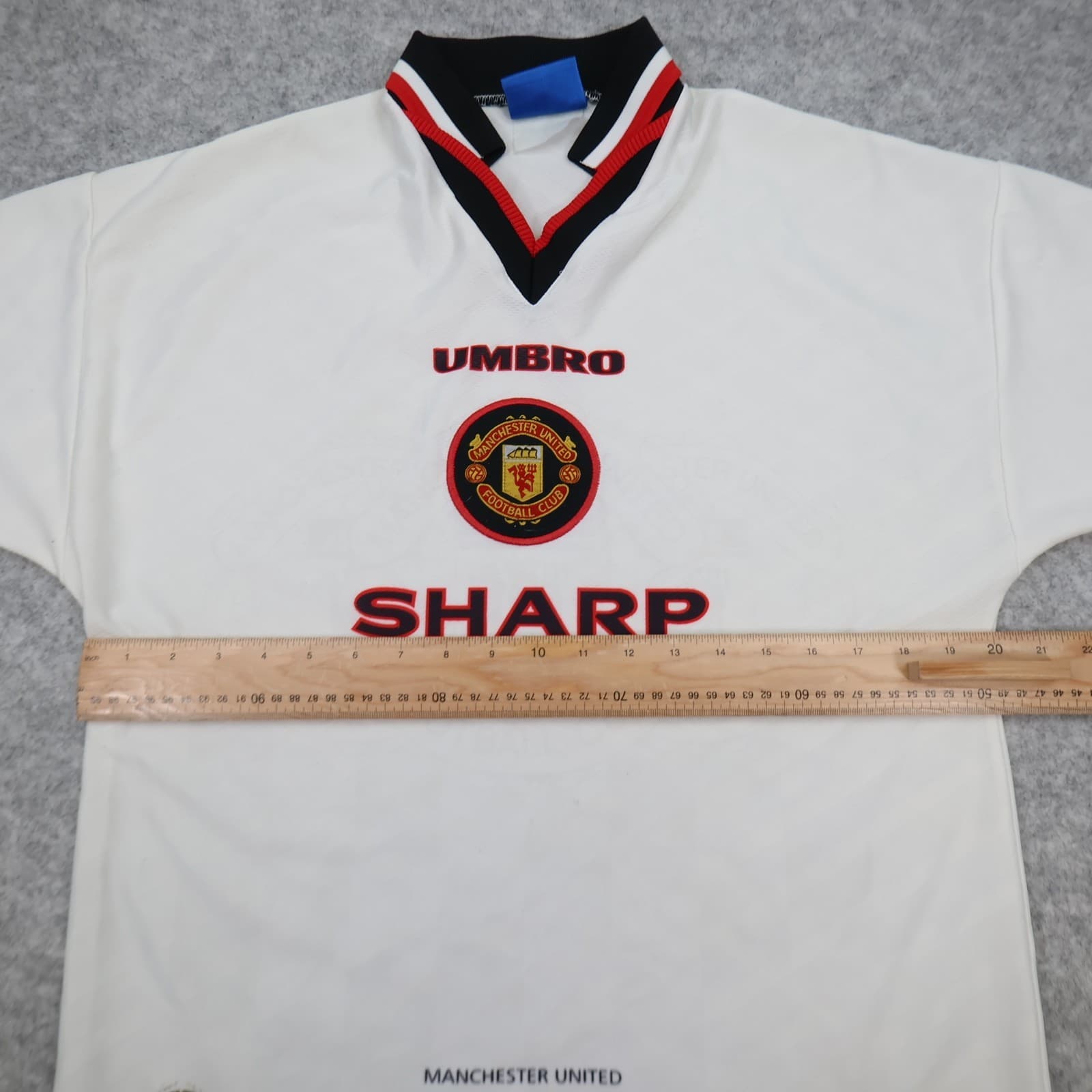 Vintage Manchester United Shirt Medium White Away Kit 1996 1997 Umbro Jersey photo 9