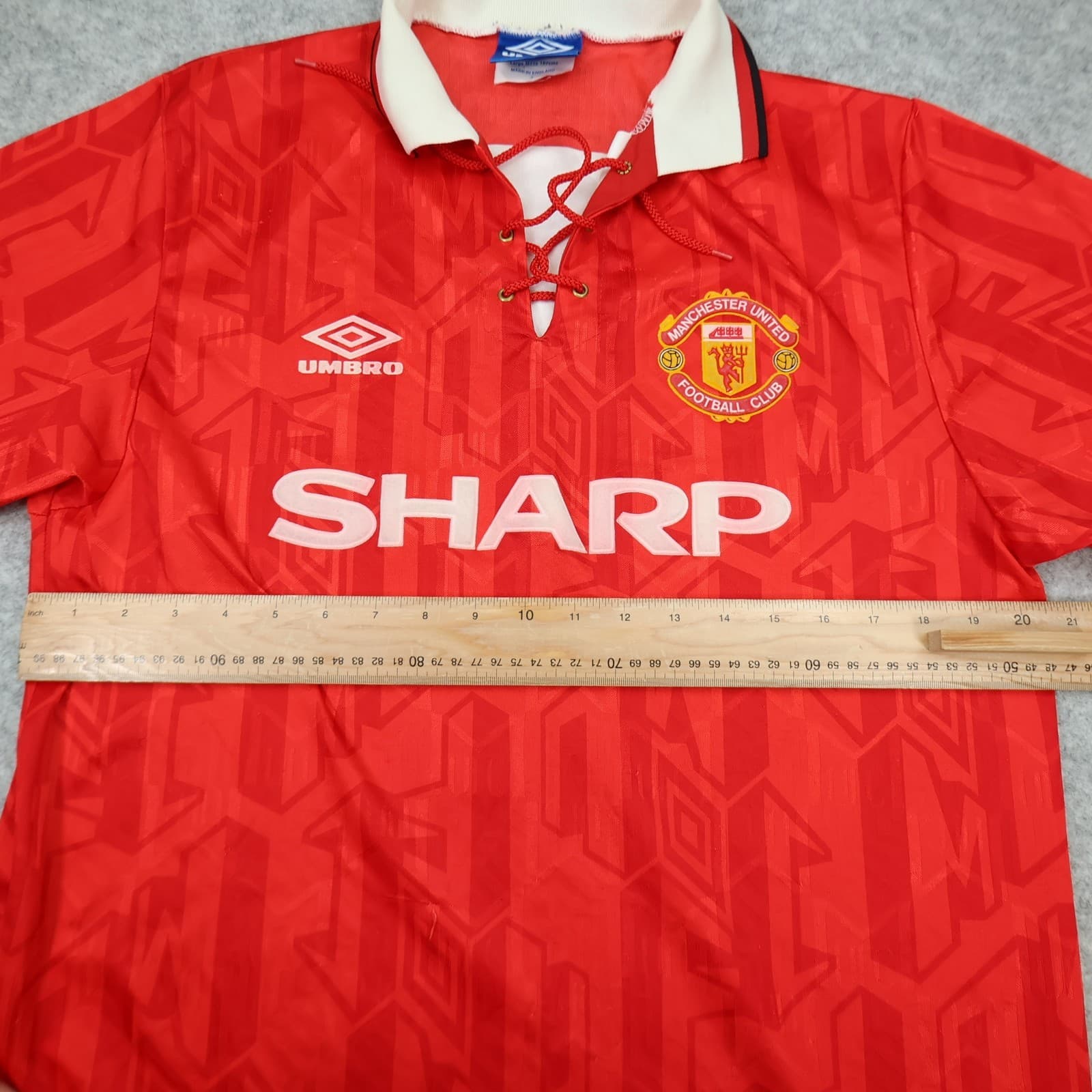 Vintage Manchester United Shirt Large Red Home Kit 1992 1994 Umbro Jersey photo 10