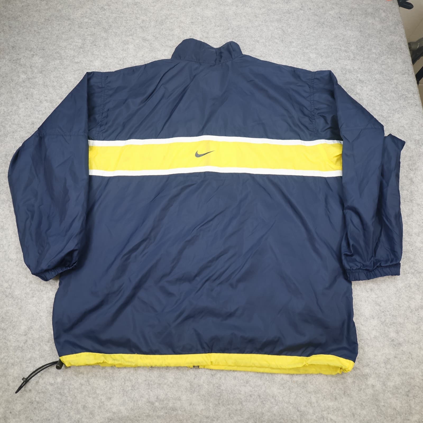 Vintage Nike Jacket Extra Large Navy Yellow Waterpoof Coat 90's Windbreaker photo 2