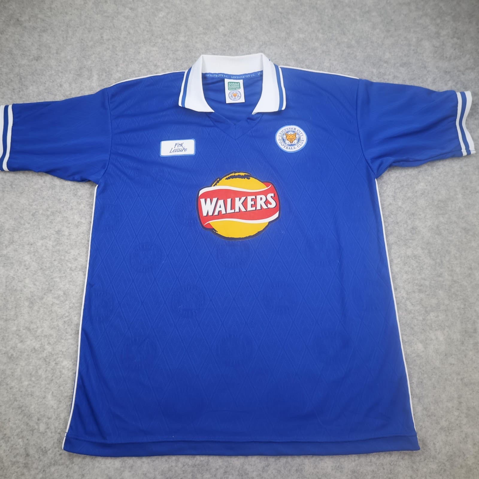 Leicester City Shirt Mens Large Blue Home 1998 2000 Score Draw Walkers Jersey