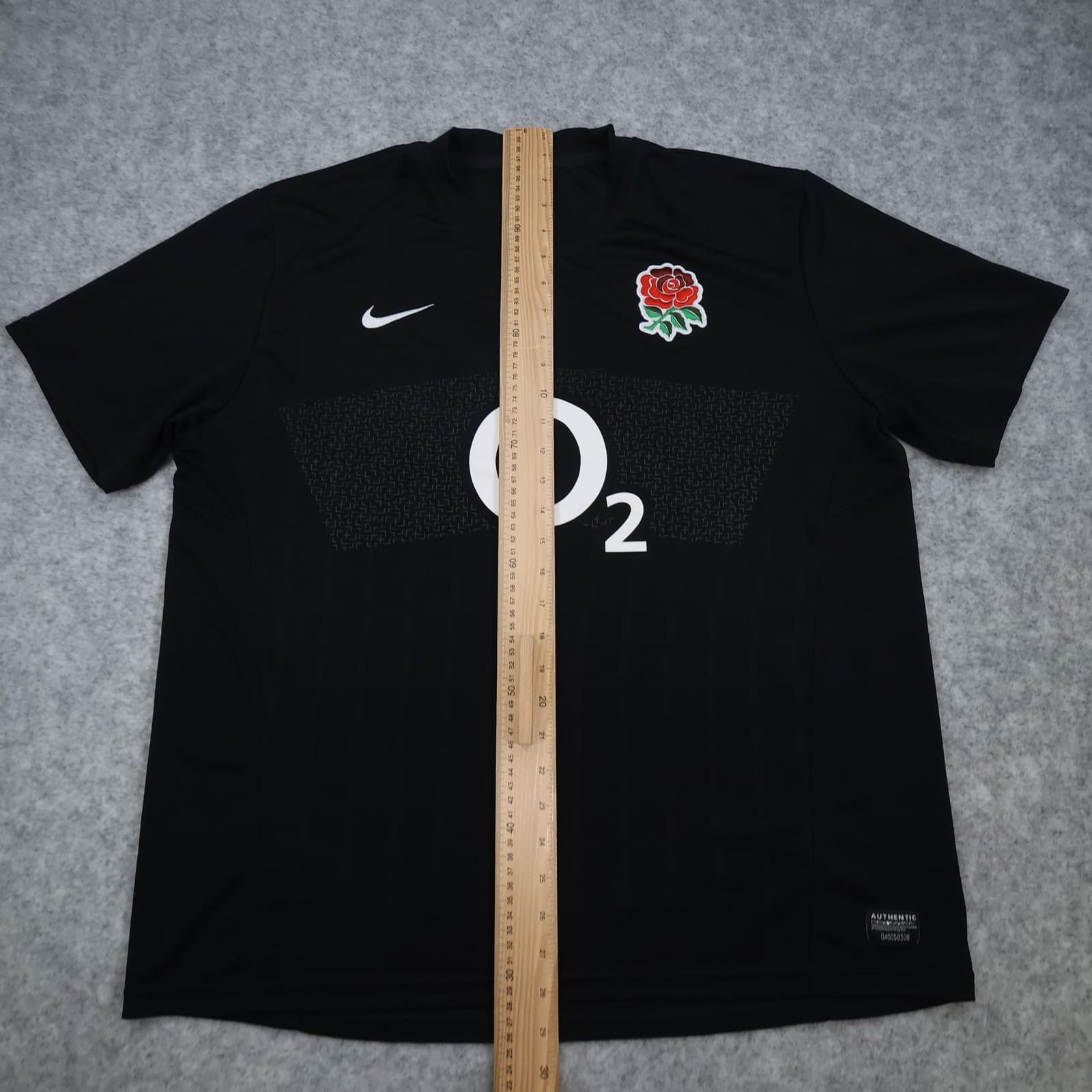 England Rugby Shirt Mens XL Black Rugby Union Nike O2 Authentic Jersey 2011 2012 photo 14