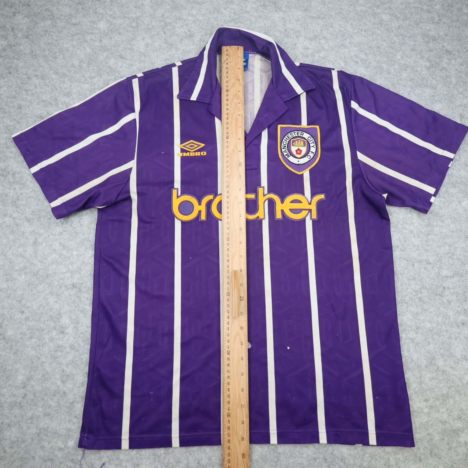Vintage Manchester City Shirt Large Purple Home Kit 1993 1994 Umbro Jersey 90s photo 13