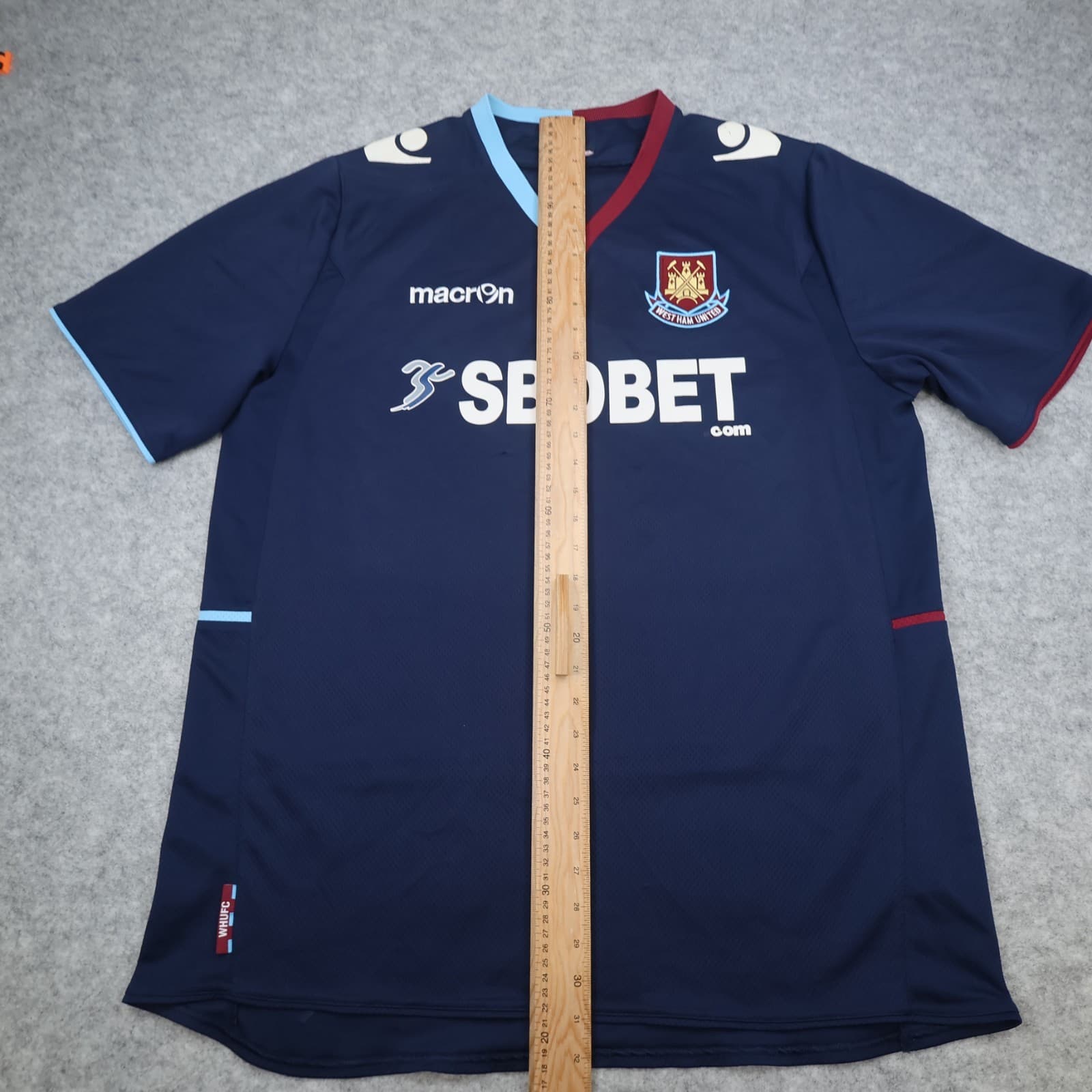 West Ham Away Shirt Extra Large Navy 2012 2013 Macron Soccer Jersey 44" photo 14