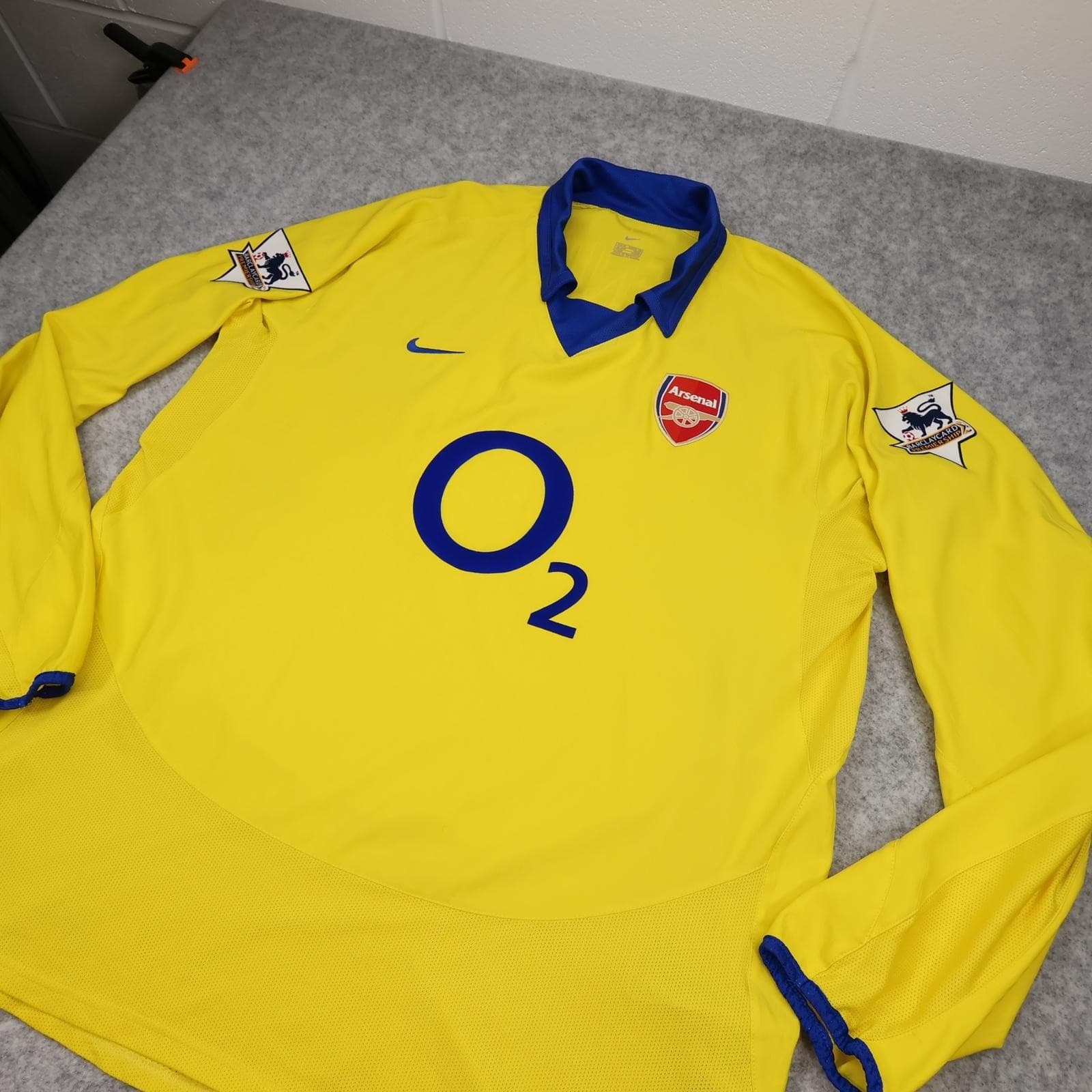 Arsenal Away Shirt XL Long Sleeve Yellow 2002 2004 Nike Henry 14 Soccer Jersey photo 8