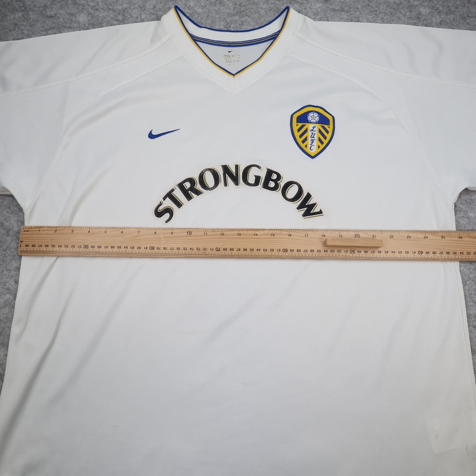 Vintage Leeds United Shirt 2XL White Home Kit 2000 2002 Jersey Strongbow XXL photo 12