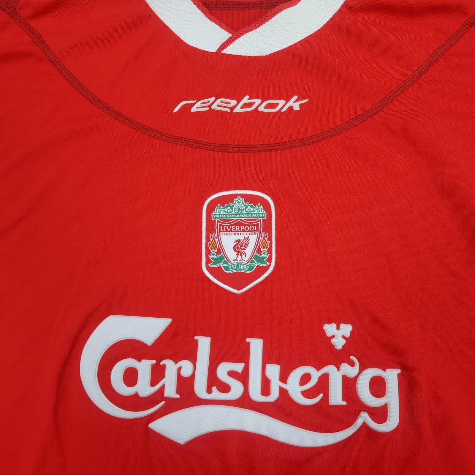 Vintage Liverpool Shirt Mens XL Red Home 2002 2004 EPL Football Reebok Carlsberg photo 4
