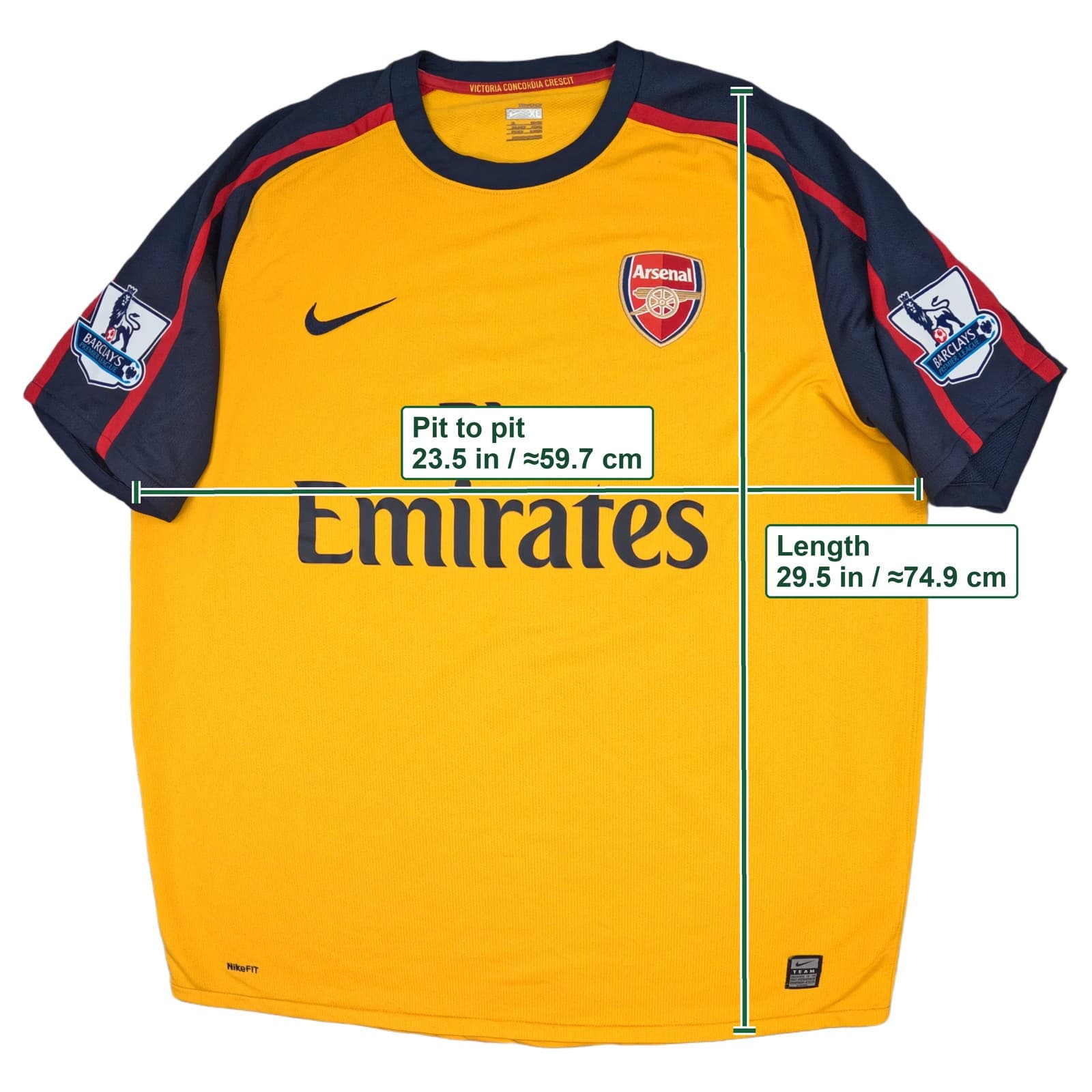 Arsenal Football Shirt Extra Large Yellow Away 2008 2009 Nike Tomas Rosicky 7 photo 3