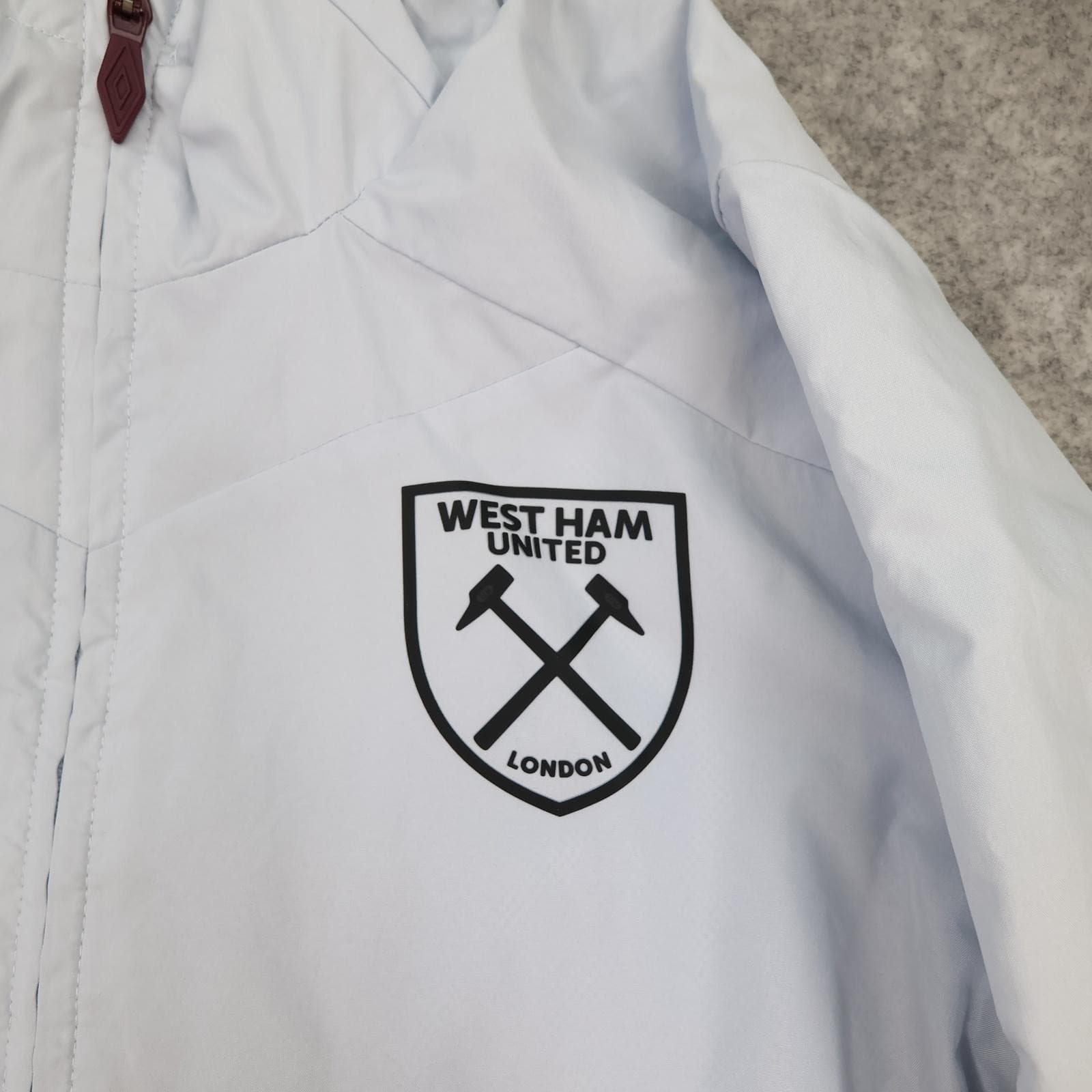 West Ham United Jacket Mens Medium White EPL Tracksuit Umbro Pro Training Hooded photo 3