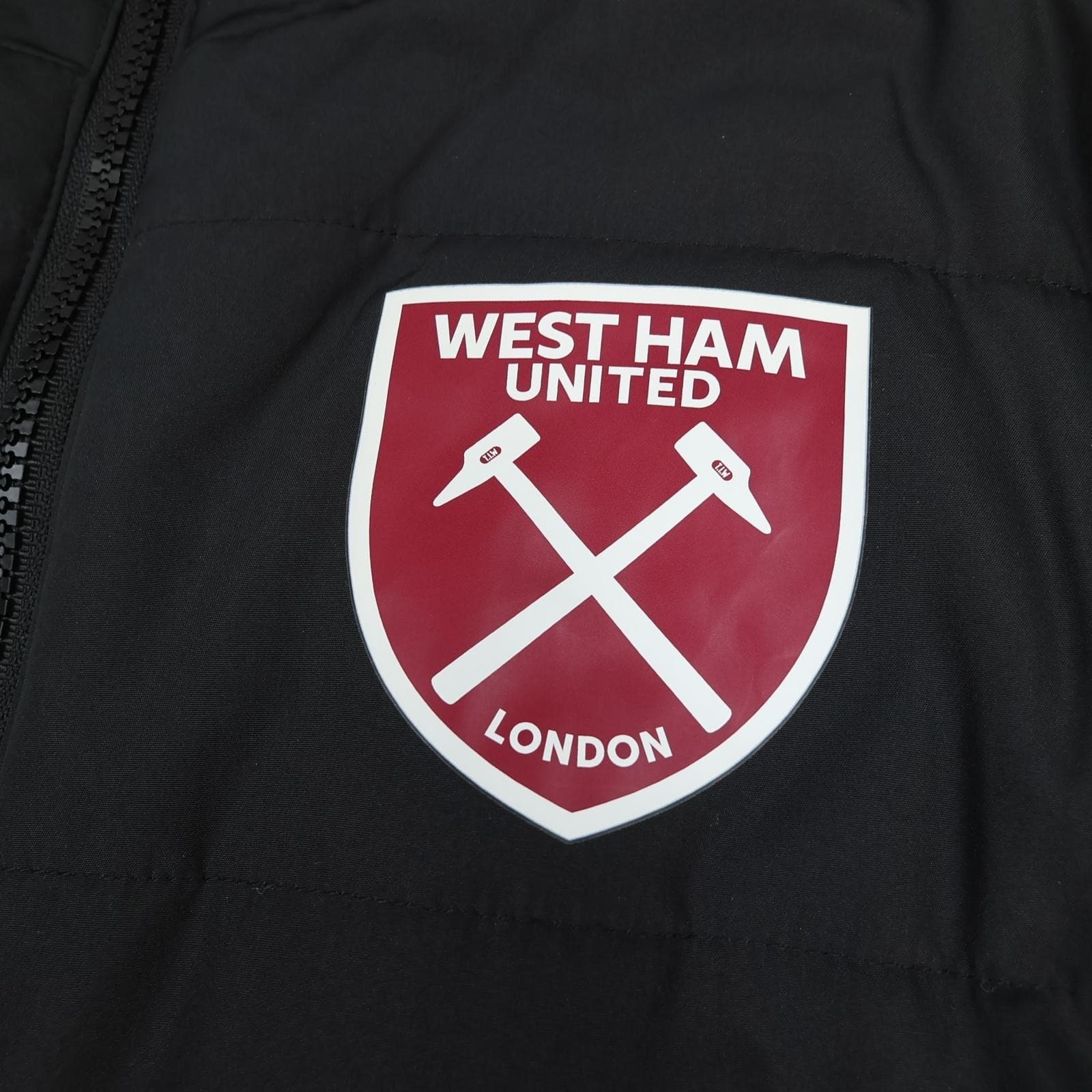 West Ham United Jacket Mens Large Black Football Umbro Hooded Padded Winter Coat photo 4
