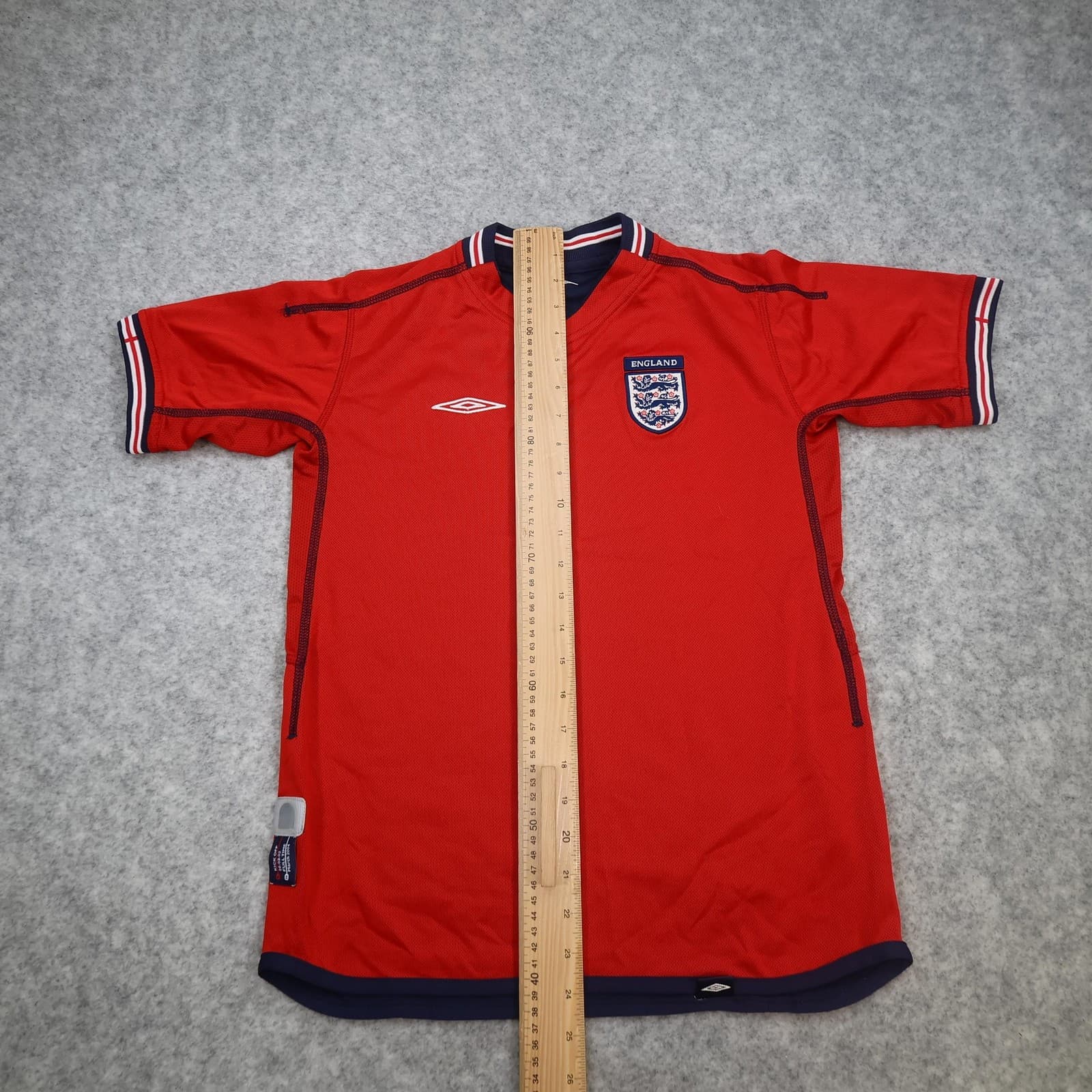 Vintage England Away Shirt Extra Large Boys Red 2002 2004 Football Umbro Jersey photo 9
