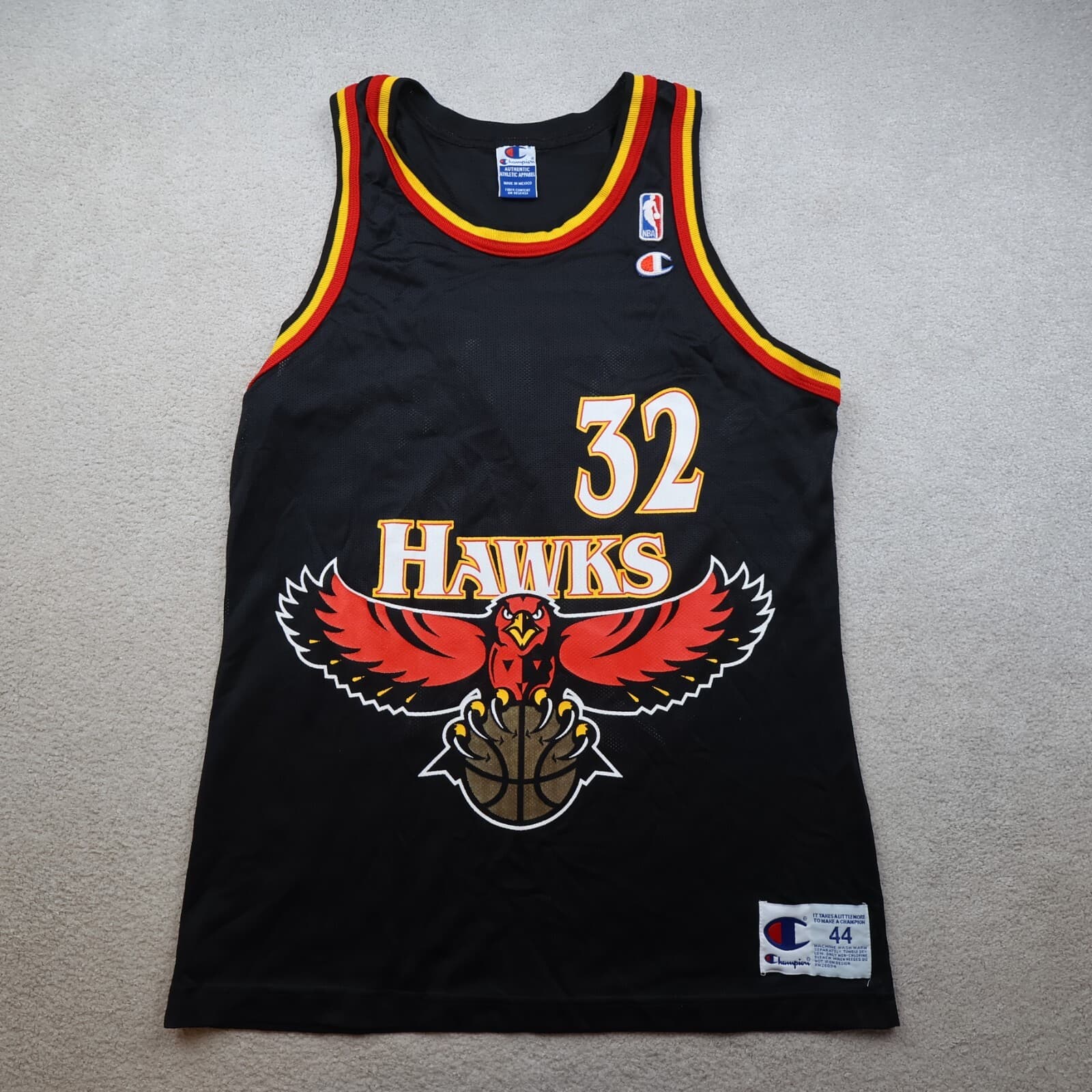 Vintage Atlanta Hawks Jersey Large Champion 90s NBA Christian Laettner 44