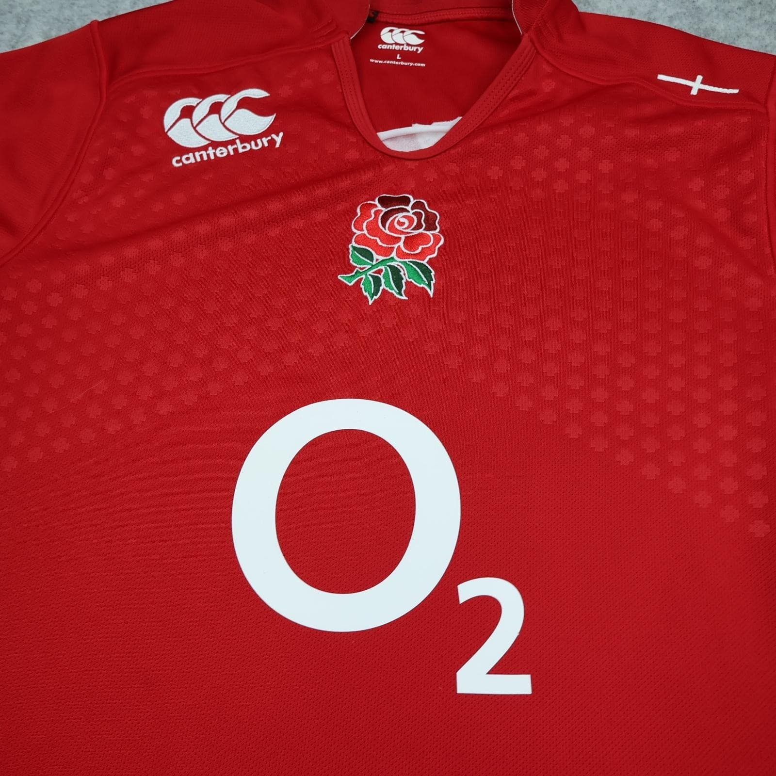England Rugby Shirt Mens Large Red Rugby Union Canterbury O2 Away Jersey photo 2