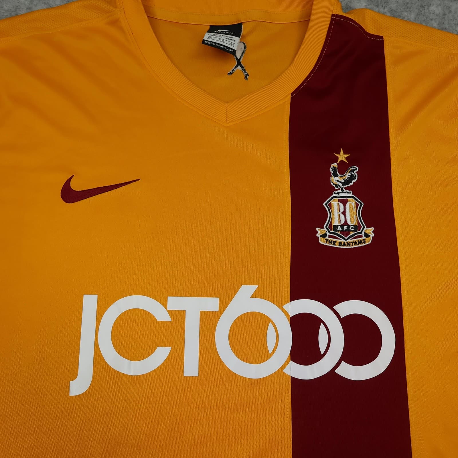 Bradford City Shirt Mens 2XL Yellow Home EFL 2013 2014 Nike Soccer Jersey photo 3