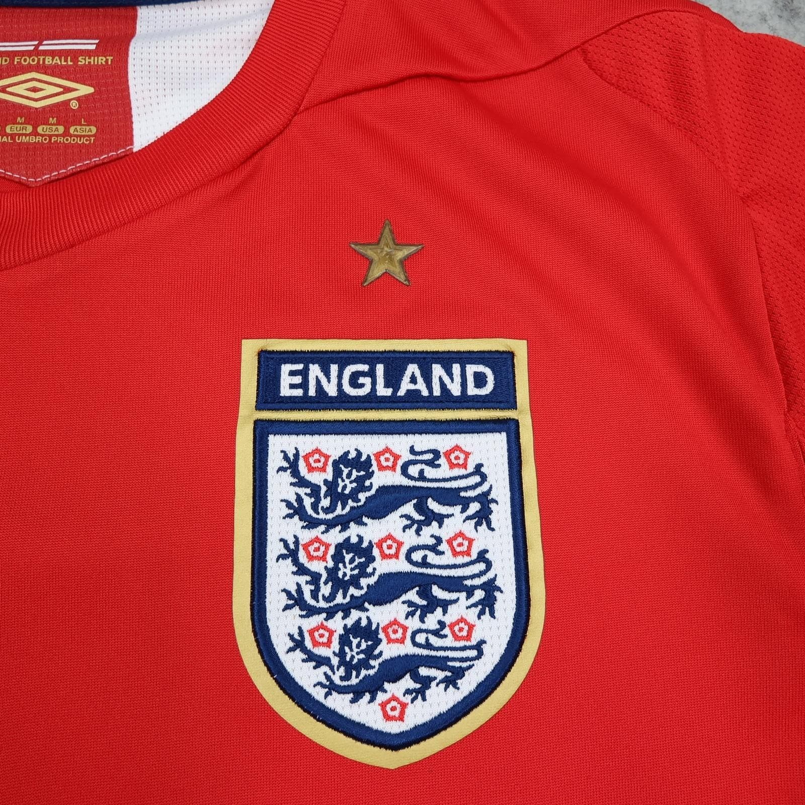 England Away Shirt Mens Medium Red 2006 2008 Football Umbro Beckham 7 Jersey photo 5
