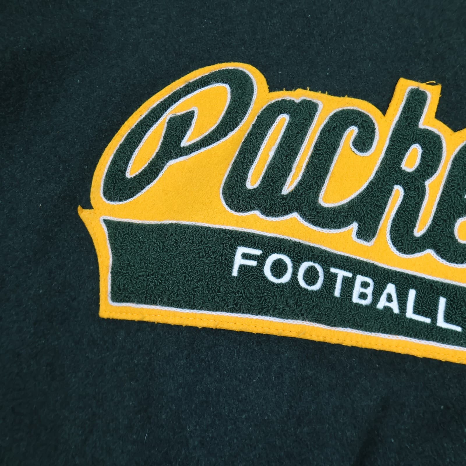 Vintage Green Bay Packers Varsity Jacket Large Green Leather DeLong NFL photo 12