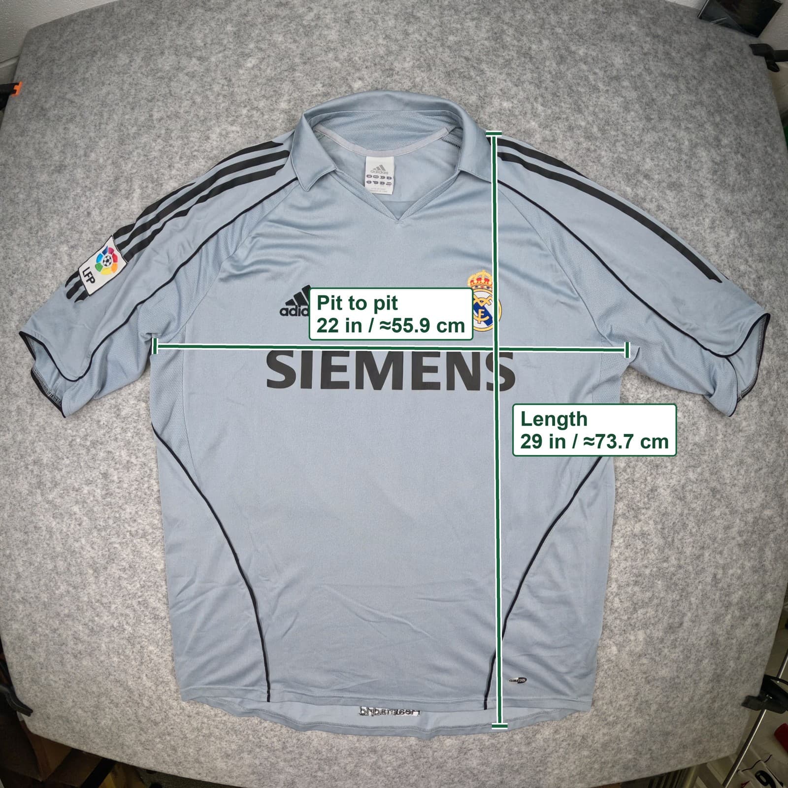 Real Madrid Football Shirt Large Grey Third 2005 06 adidas Beckham 23 Jersey photo 3