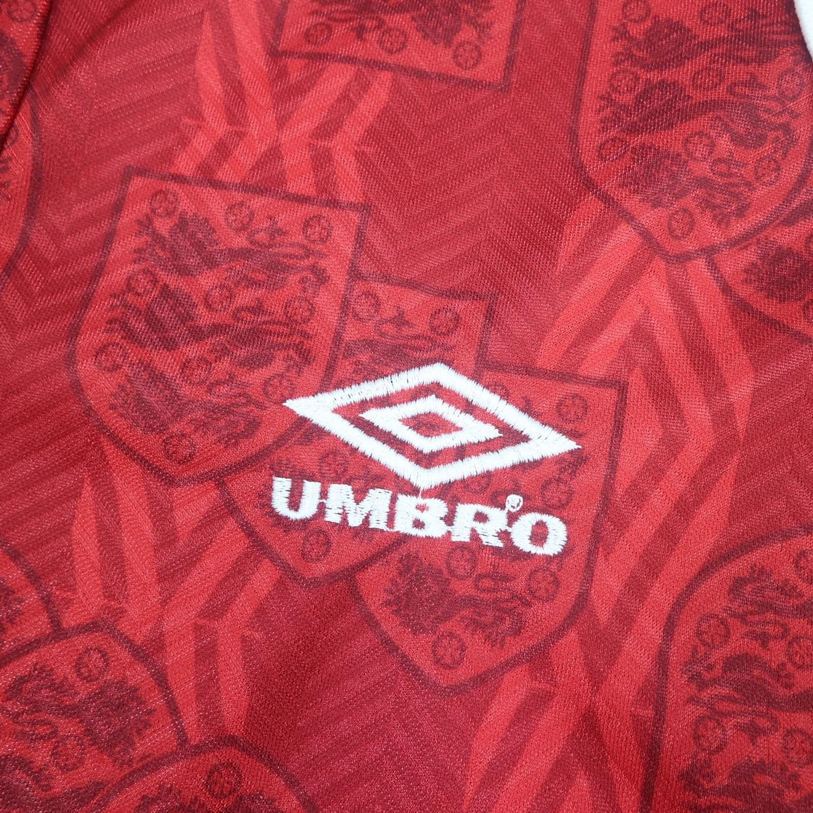 Vintage England Away Shirt Mens Large Red 1993 1995 Football Umbro Jersey photo 4