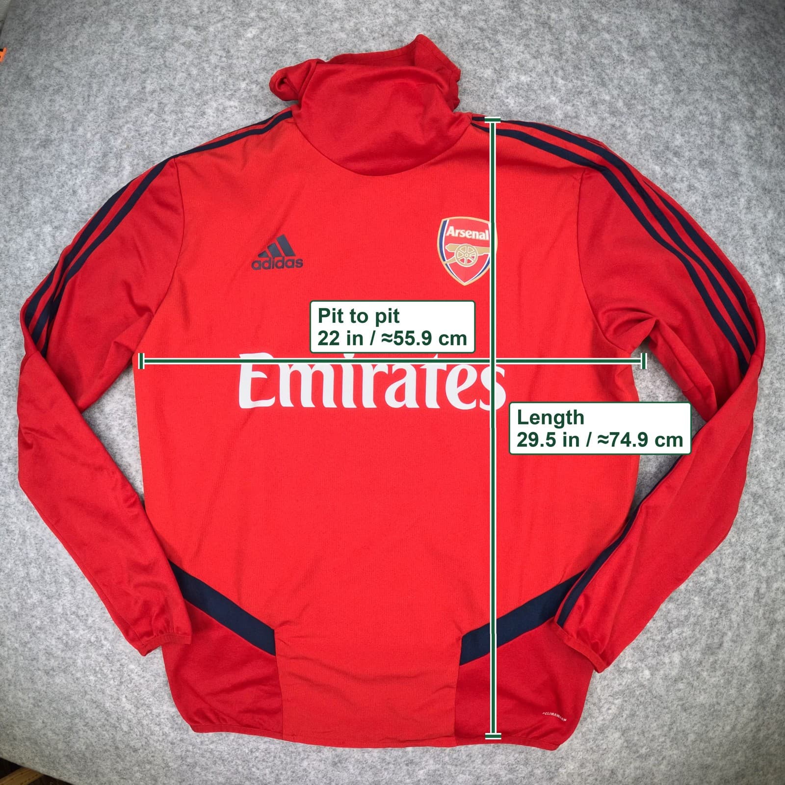 Arsenal Training Top Medium Red adidas Long Sleeve Football Snood 2019 2020 photo 4