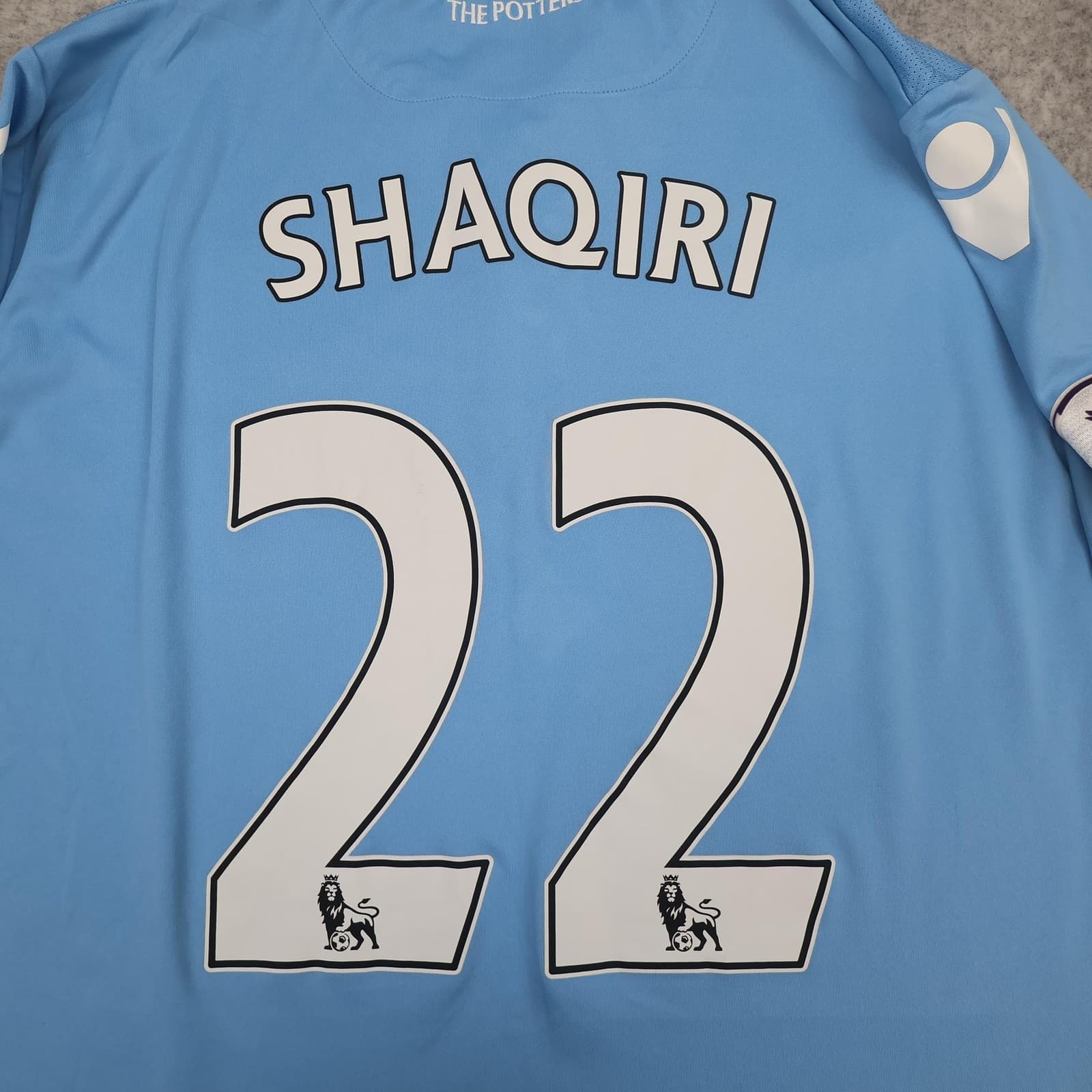 Stoke City Away Shirt 2XL Blue 2017 2018 EPL Soccer Macron Shaqiri 22 Jersey photo 3