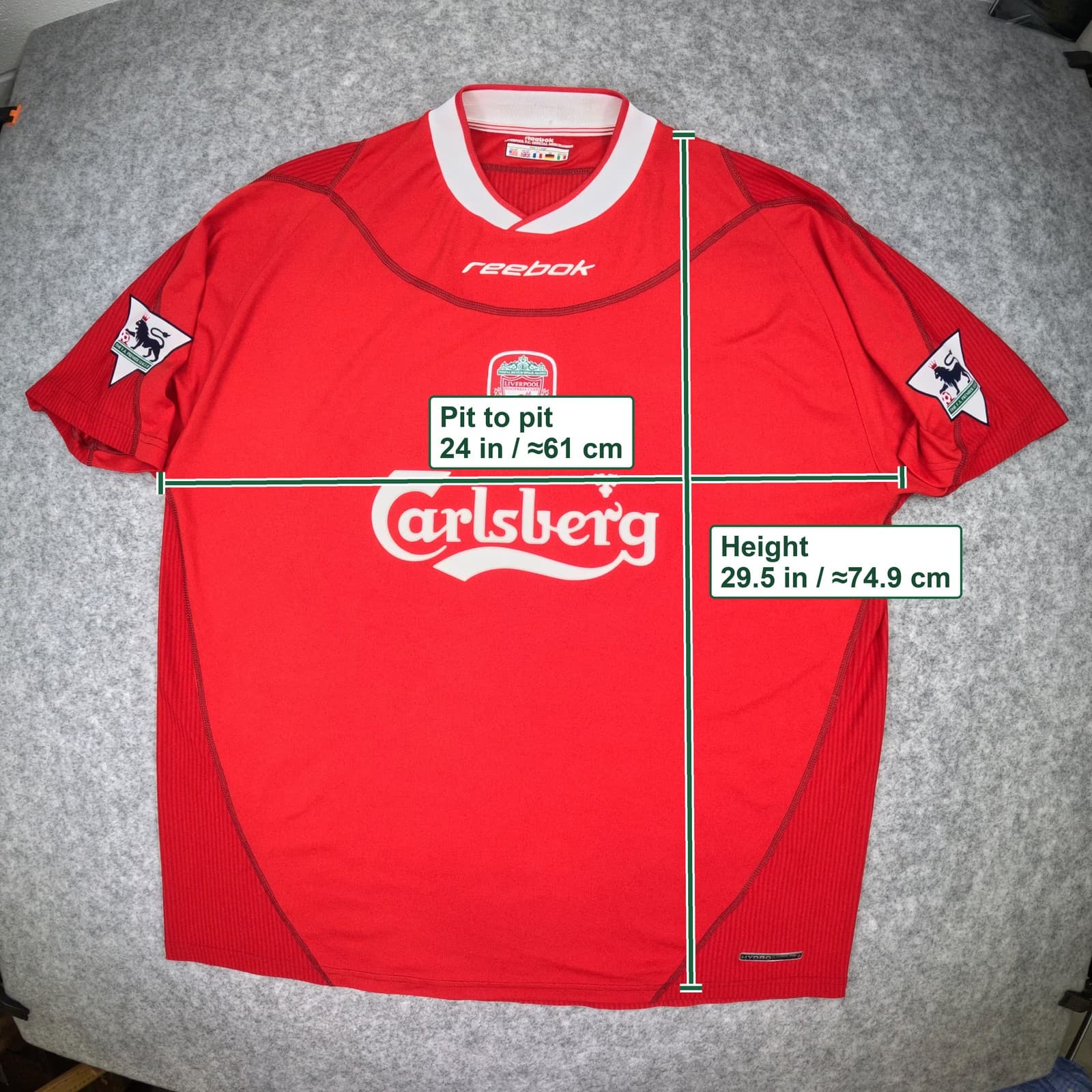 Liverpool Football Shirt Extra Large Red Home 2002 2004 Gerrard 17 Soccer Jersey photo 4