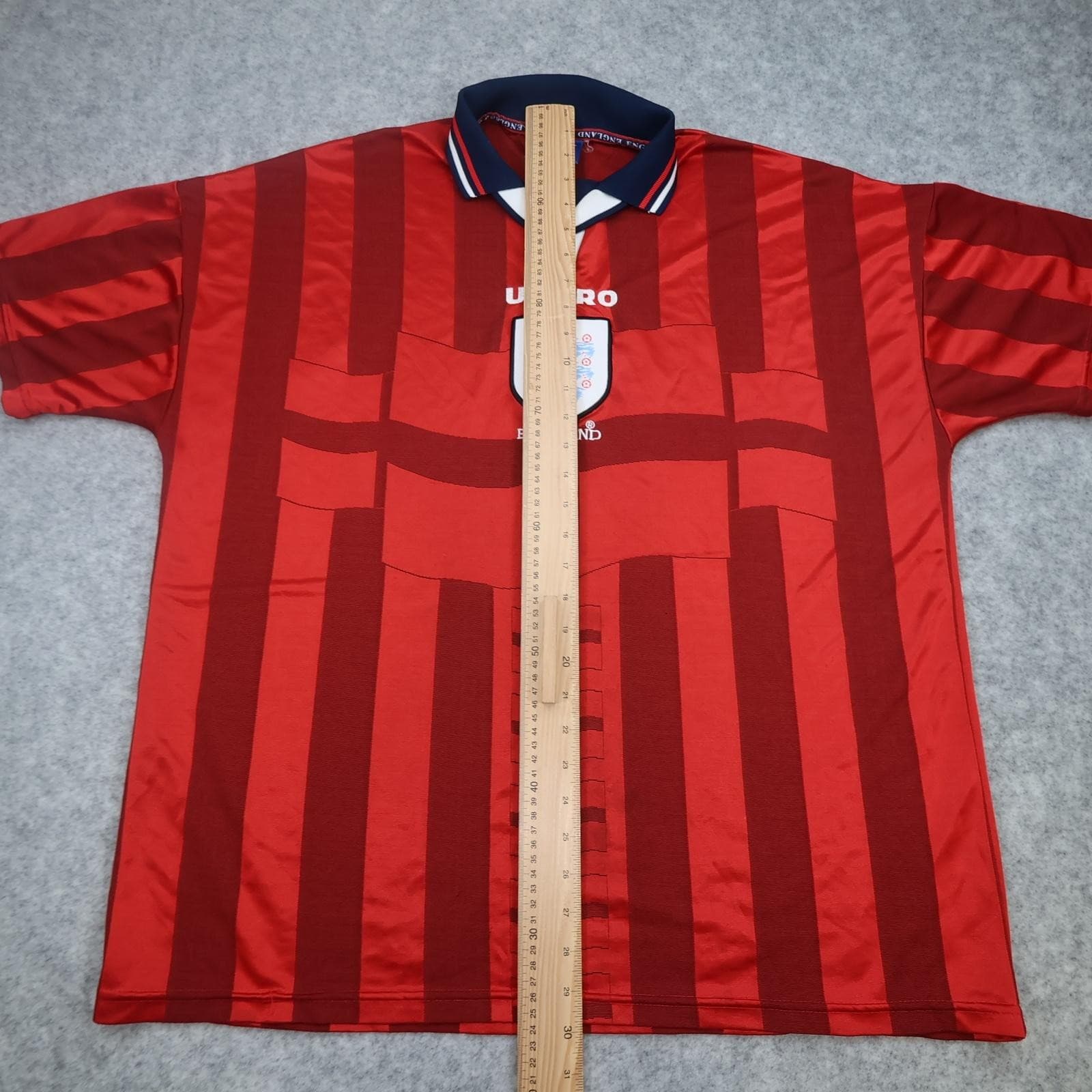 Vintage England Away Shirt Mens 2XL Red 1997 1999 Football Umbro Jersey photo 10