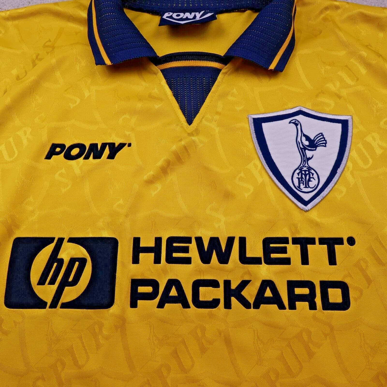 Vintage Tottenham Hotspur Shirt Large Yellow Third Kit 1995 1997 Soccer Jersey photo 3