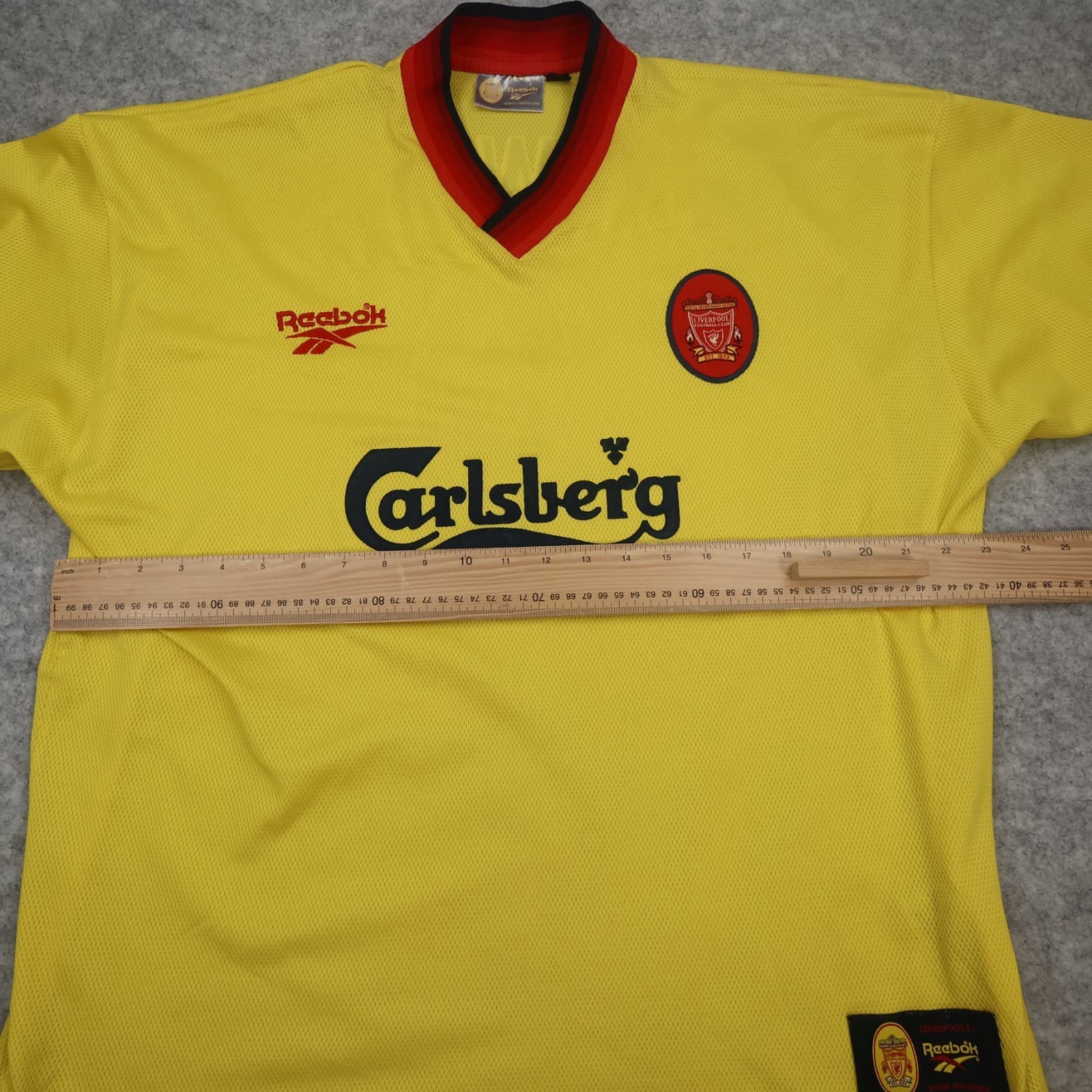 Vintage Liverpool Shirt 2XL Yellow Away Kit 1997 1999 Reebok Jersey 46/48 Fowler photo 14