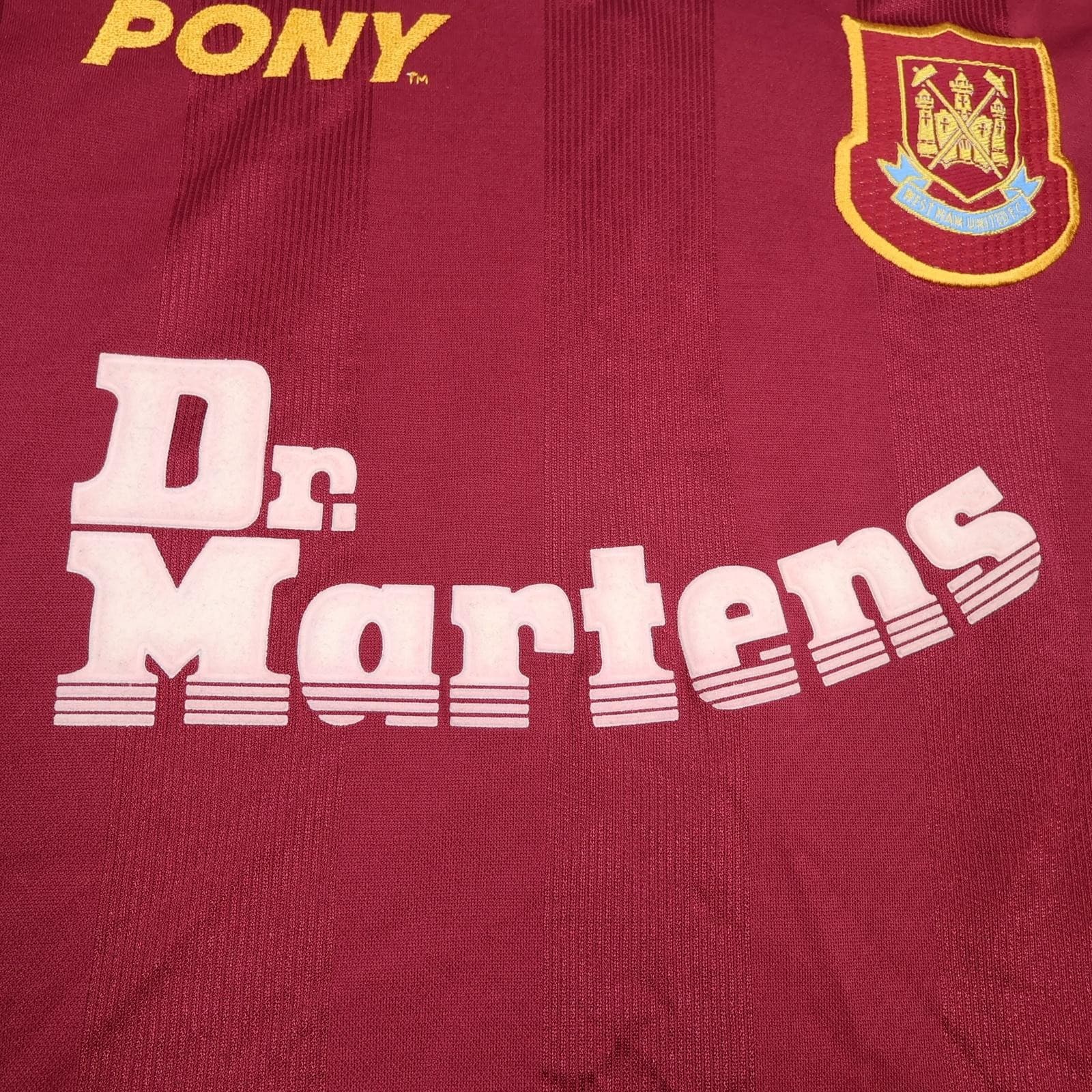 Vintage West Ham United Shirt Mens XL Red Home 1998 1999 Pony Dr Martens Jersey photo 6