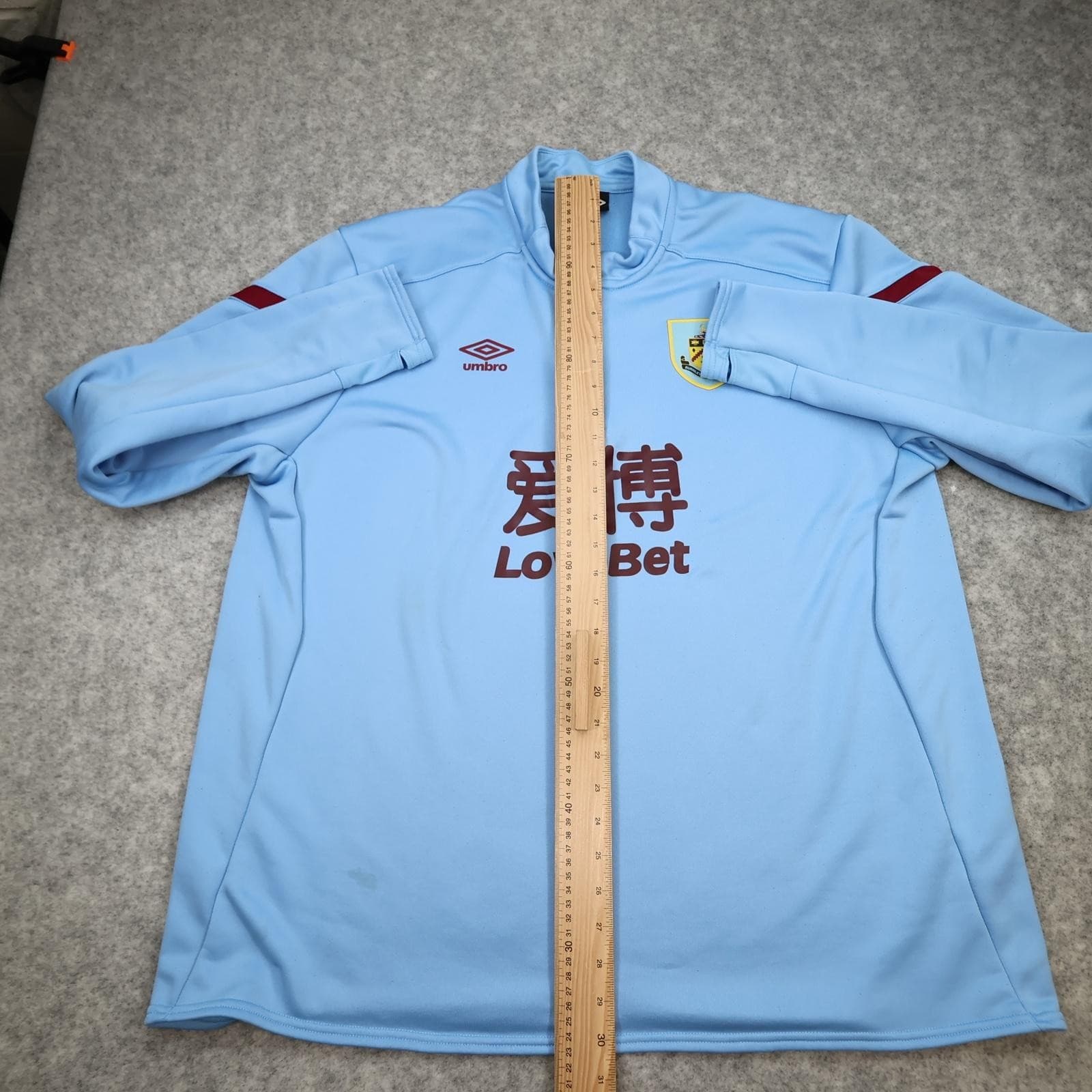 Burnley Training Top Mens 3XL Blue EPL Football Umbro LoveBet 1/4 Zip Jersey photo 13