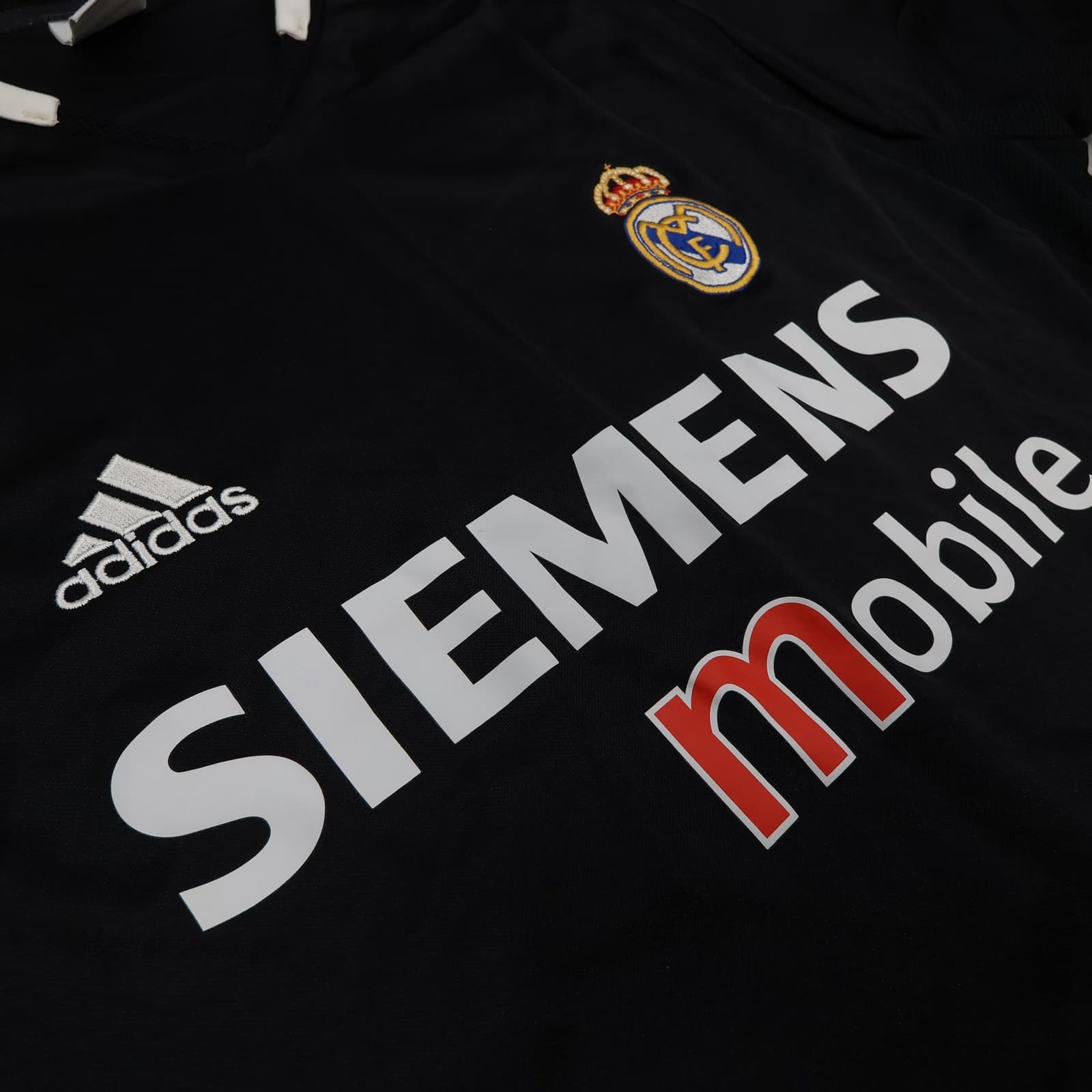 Vintage Real Madrid Shirt Mens Large Black Away 2003 2004 Adidas Siemens Mobile photo 8