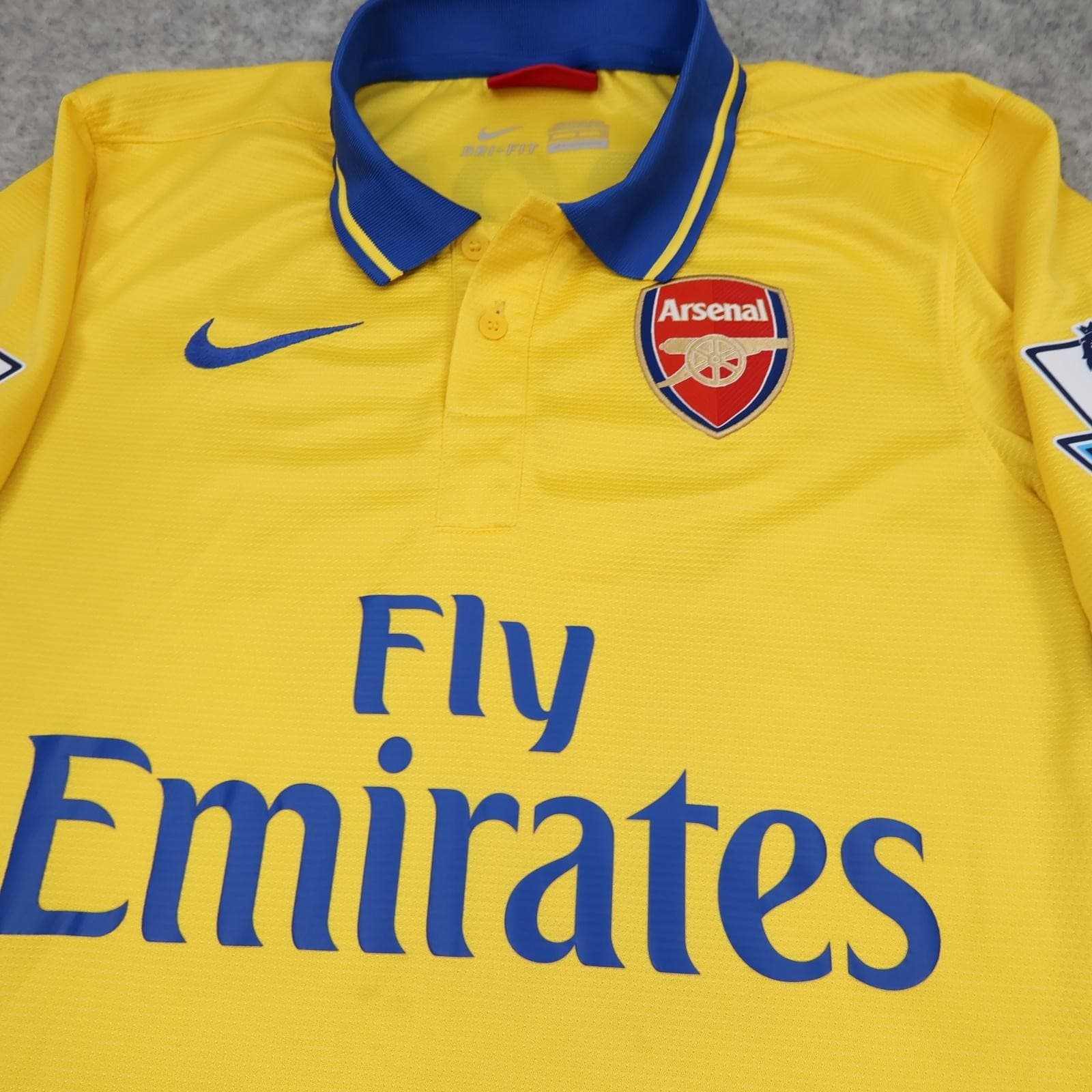 Arsenal Away Shirt Mens Small Yellow 2013 2014 EPL Nike Soccer Jersey Giroud 12 photo 3
