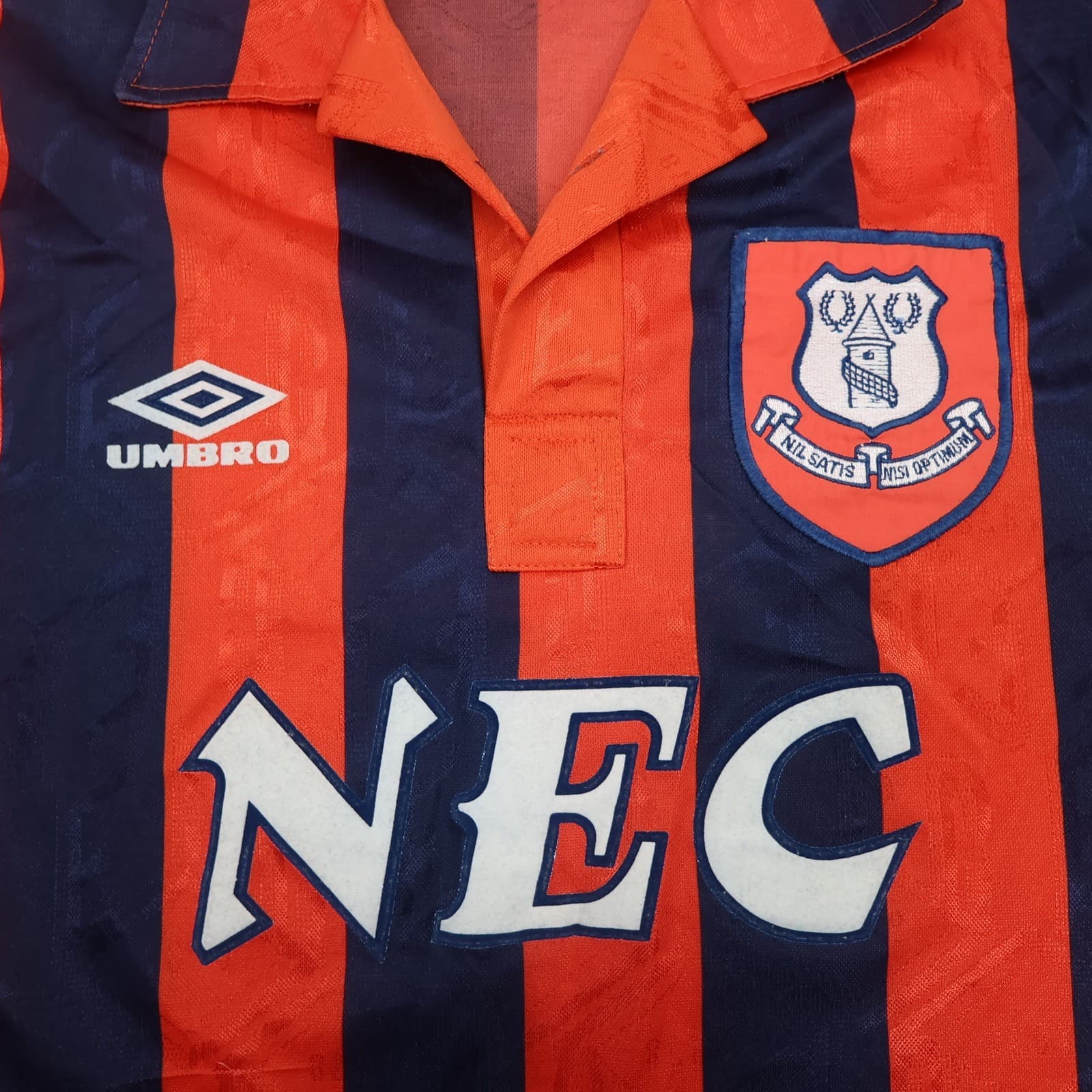 Vintage Everton Shirt Medium Orange Away Kit 1992 1994 Away Soccer Jersey photo 3