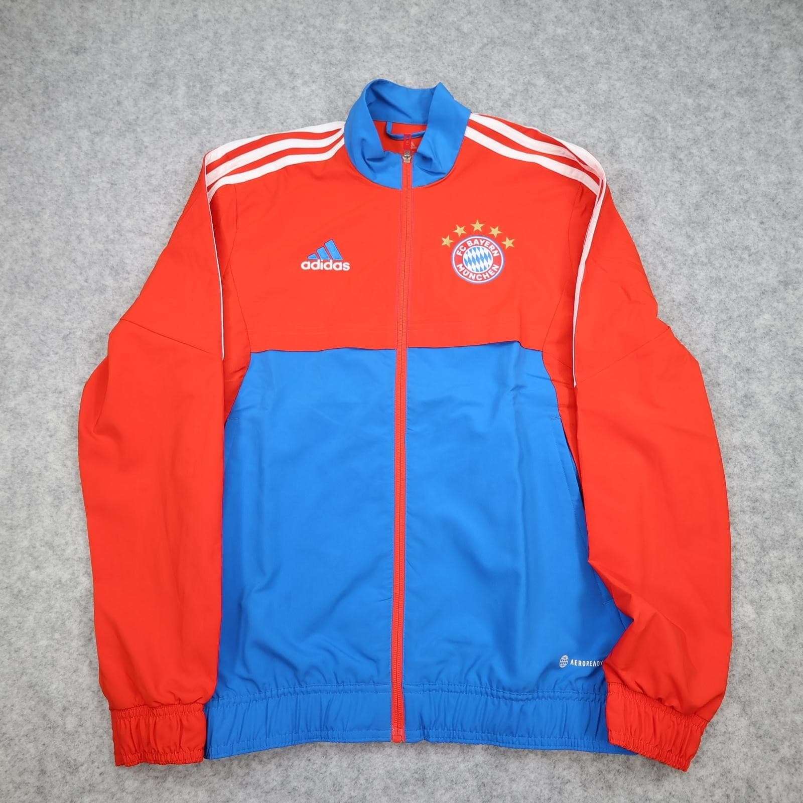 FC Bayern Munich Jacket Mens XS Red Blue 2022 2023 Football Adidas AEROREADY