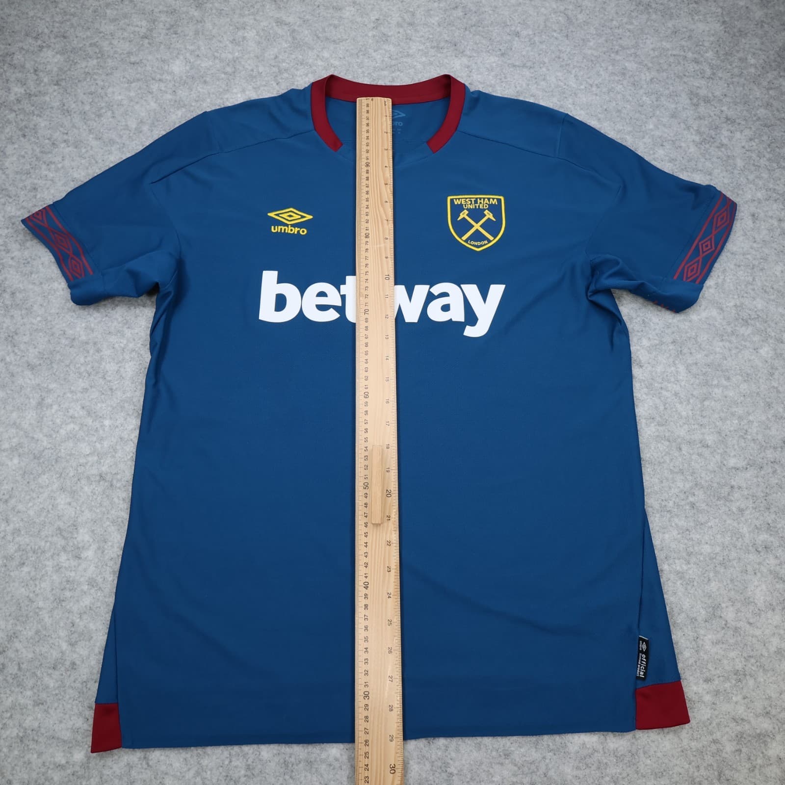 West Ham Shirt Extra Large Blue 2018 2019 Umbro Away Shirt Soccer Jersey photo 11