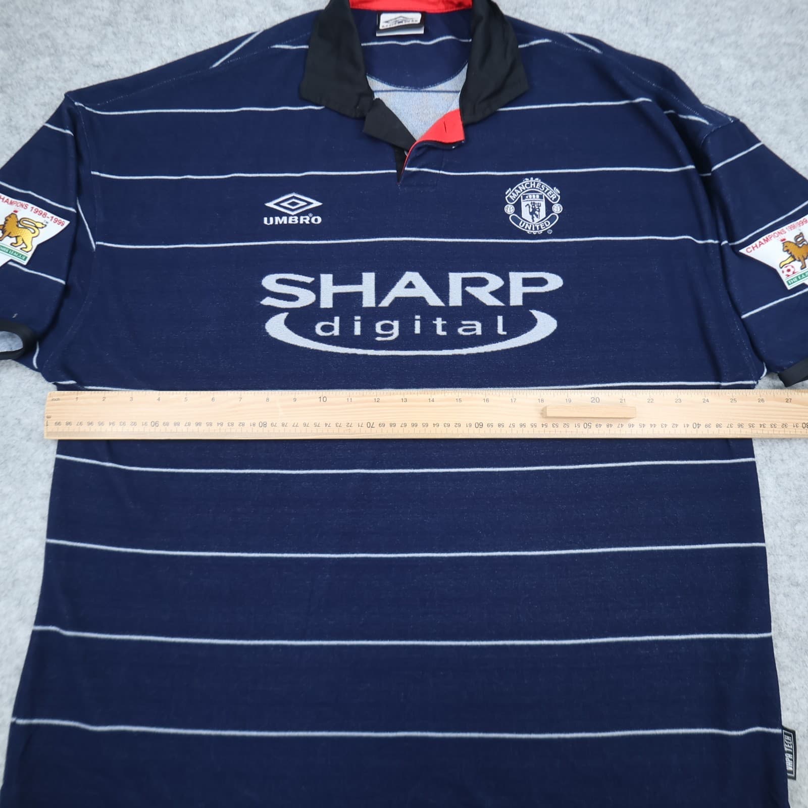 Manchester United Shirt 2XL Blue Away 1999 2000  Umbro David Beckham Jersey photo 16