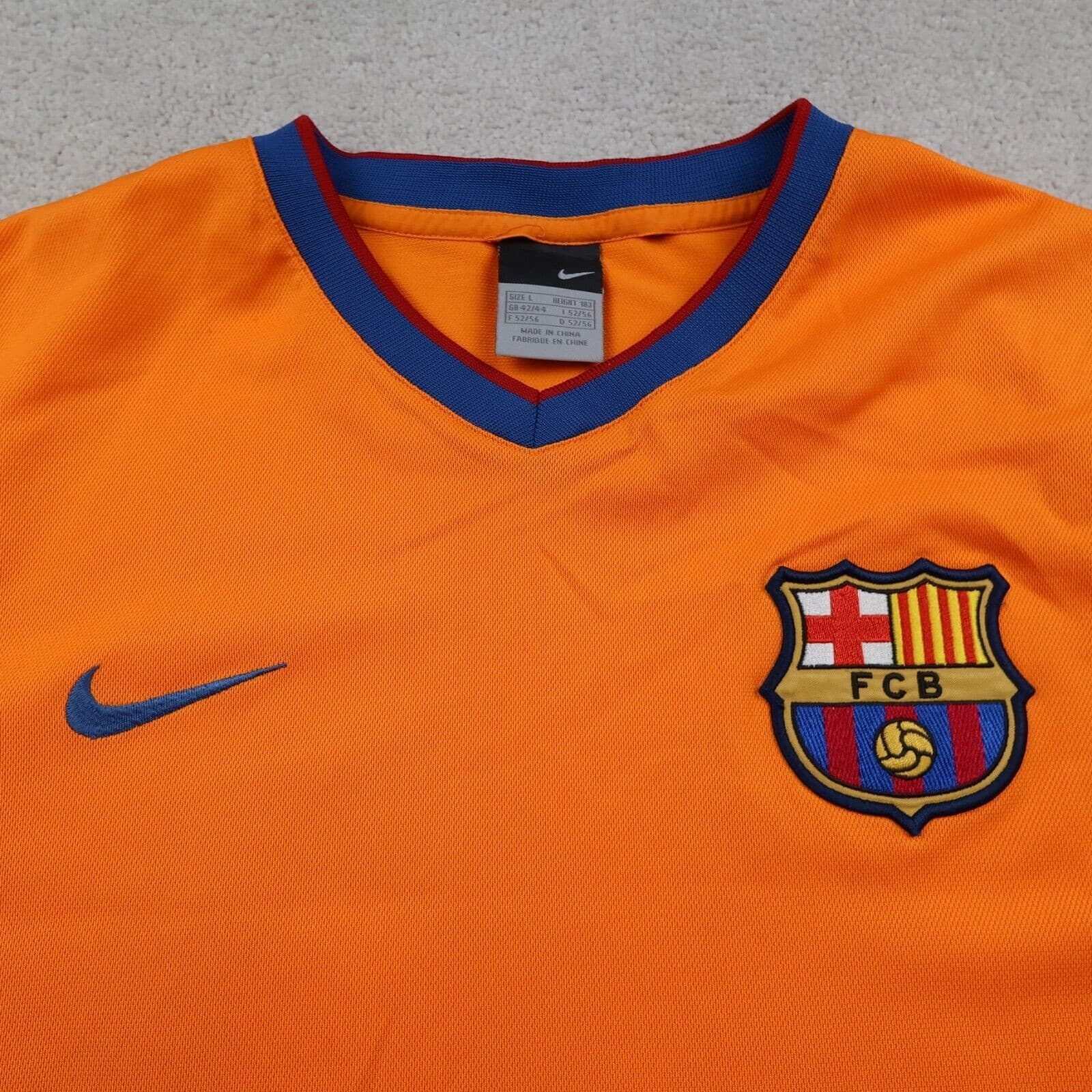 Barcelona Shirt Large Orange Away 2006 2008 Nike Jersey Football Lionel Messi photo 3