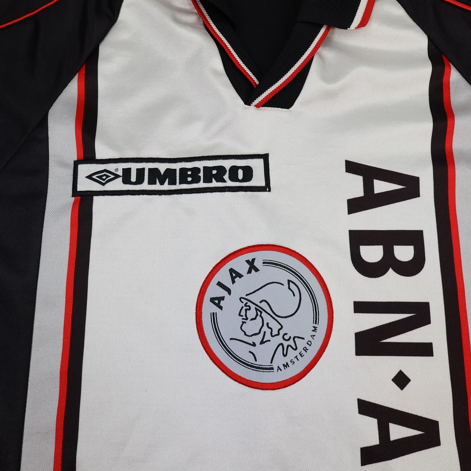Vintage Ajax Shirt Mens XL Black White 1998 1999 Umbro ABN AMRO 90s Jersey photo 3