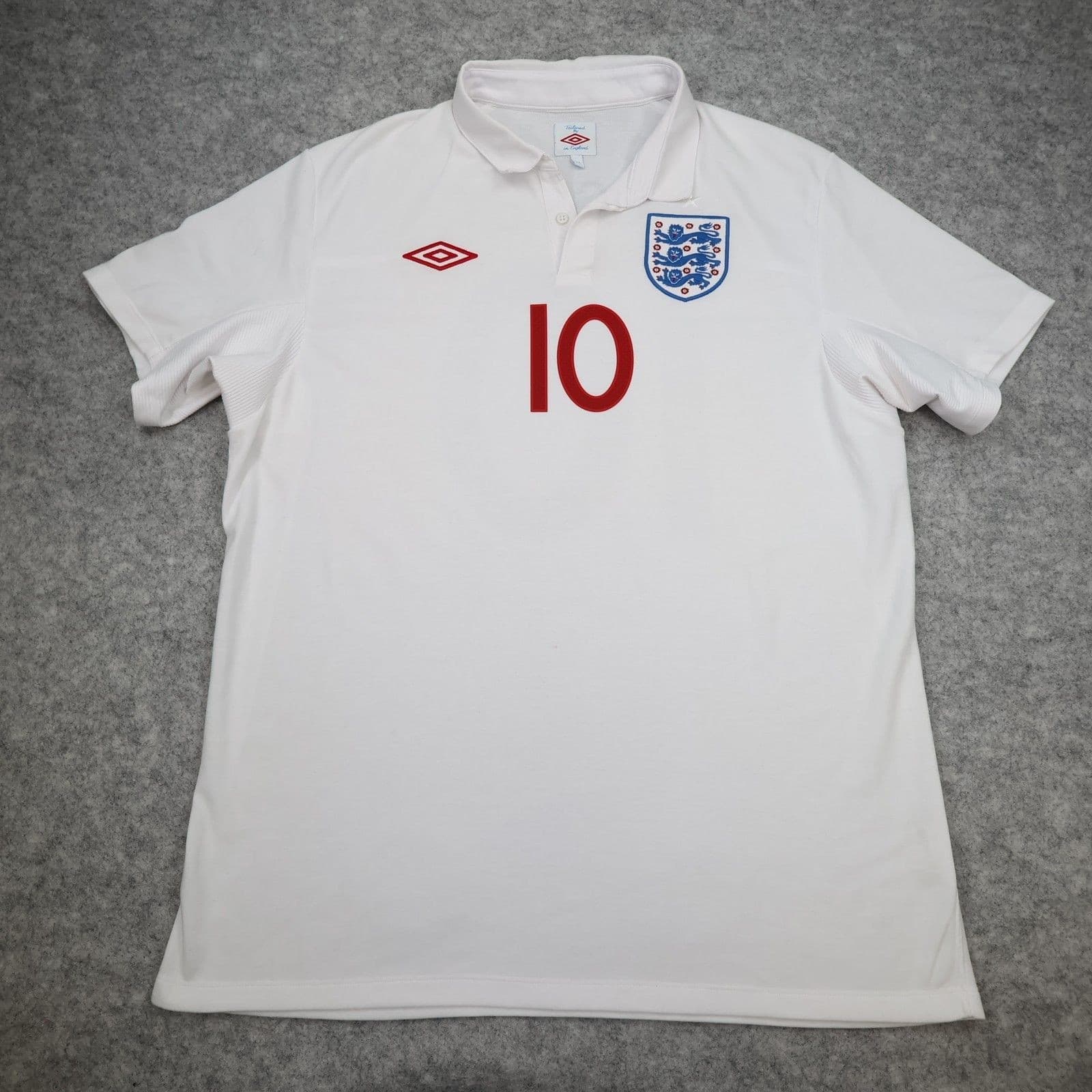 England Football Shirt Large White Home Kit Umbro 2009 2010 44 Wayne Rooney photo 2