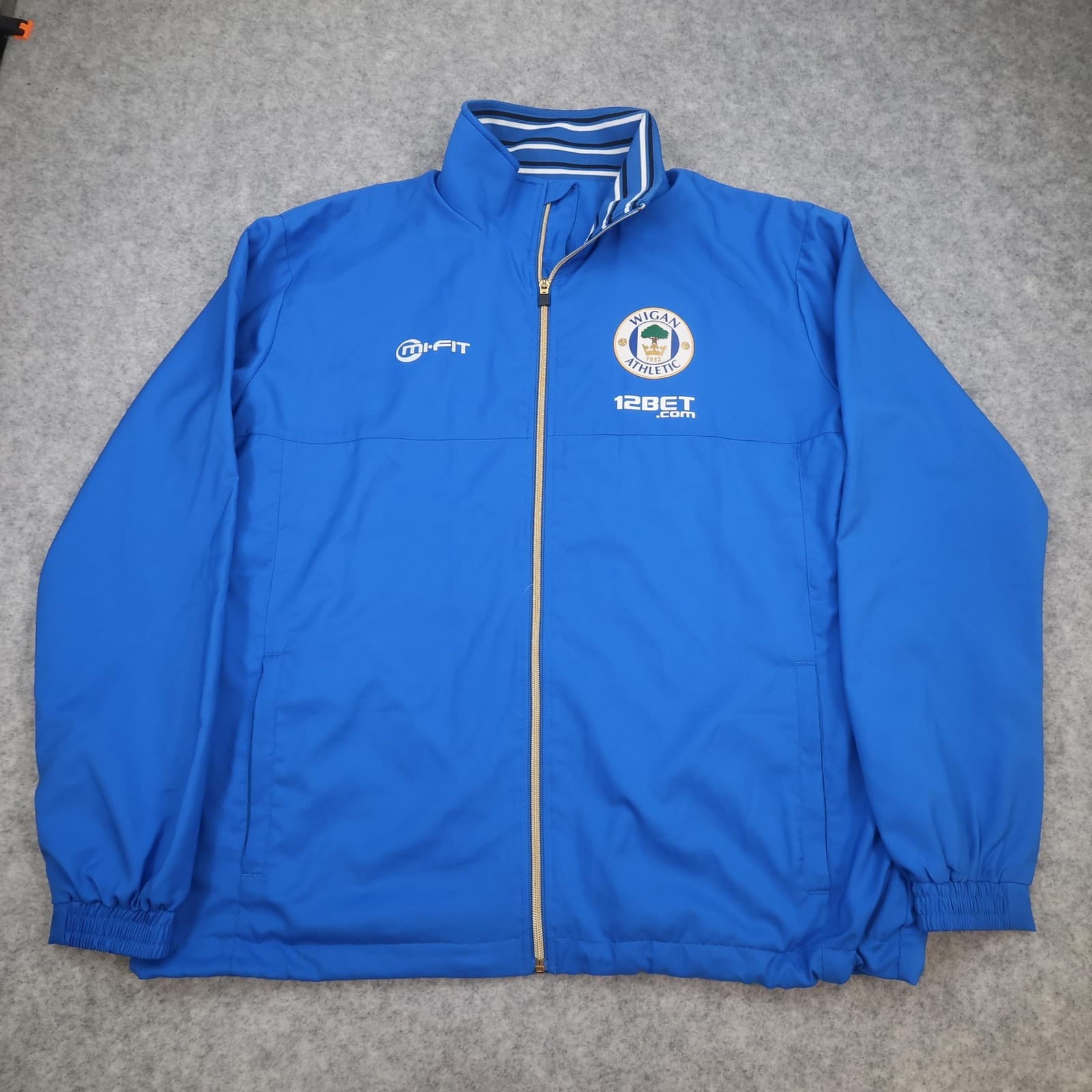 Wigan Athletic Jacket Mens Large Blue Football Zipped Training Top Tracksuit