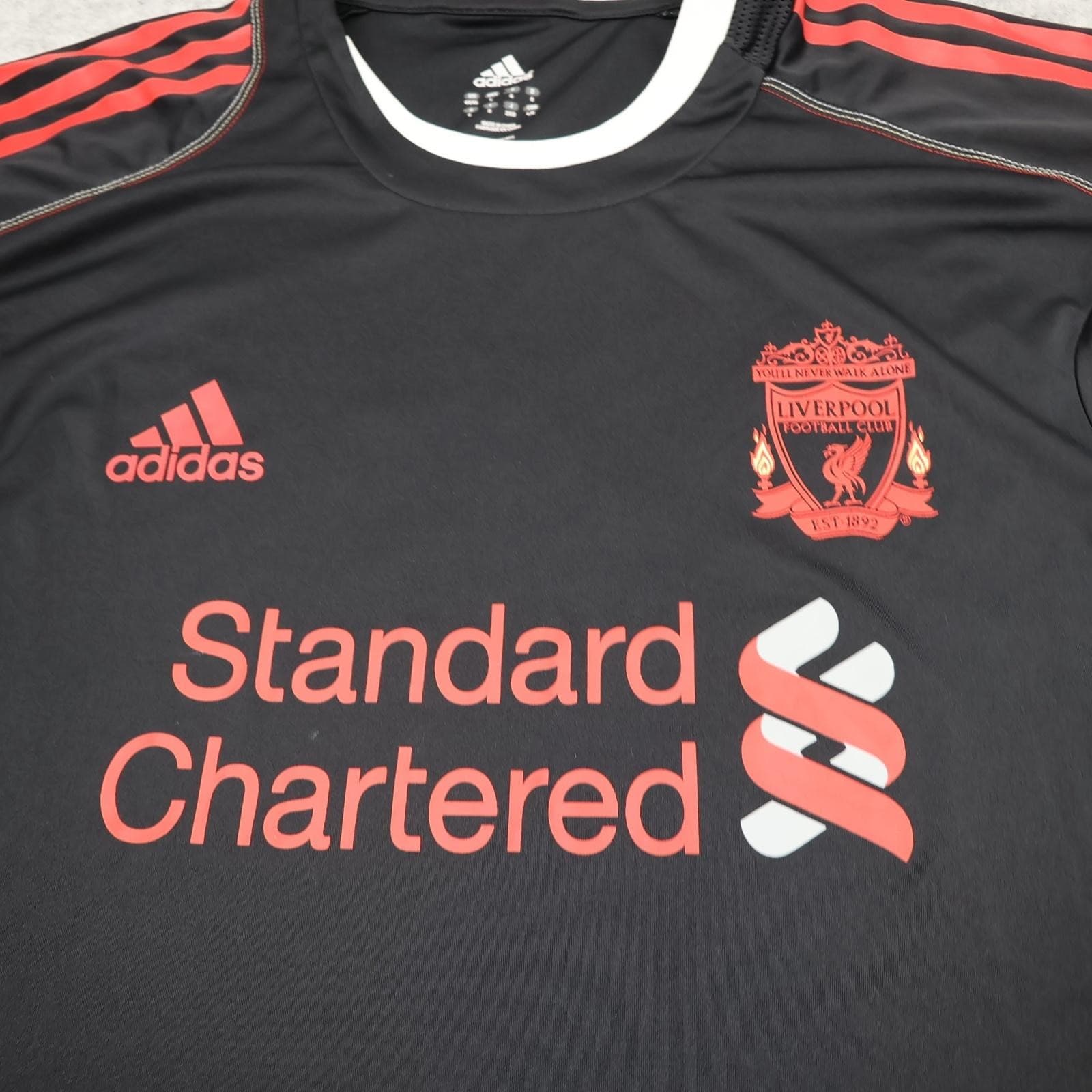 Liverpool Training Top Mens Large Black Adidas Standard Chartered 2010 2011 photo 3