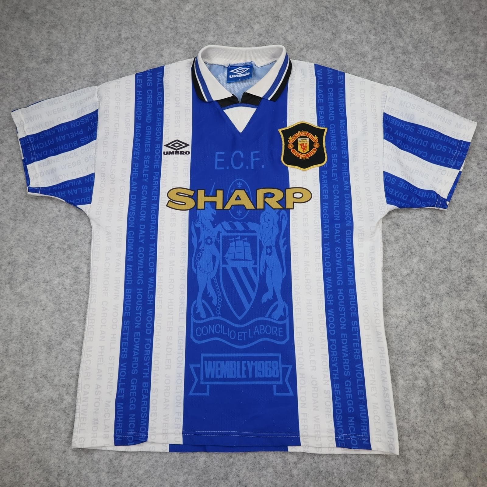 Vintage Manchester United Shirt Mens Medium Blue 3rd Football Umbro Sharp 90s
