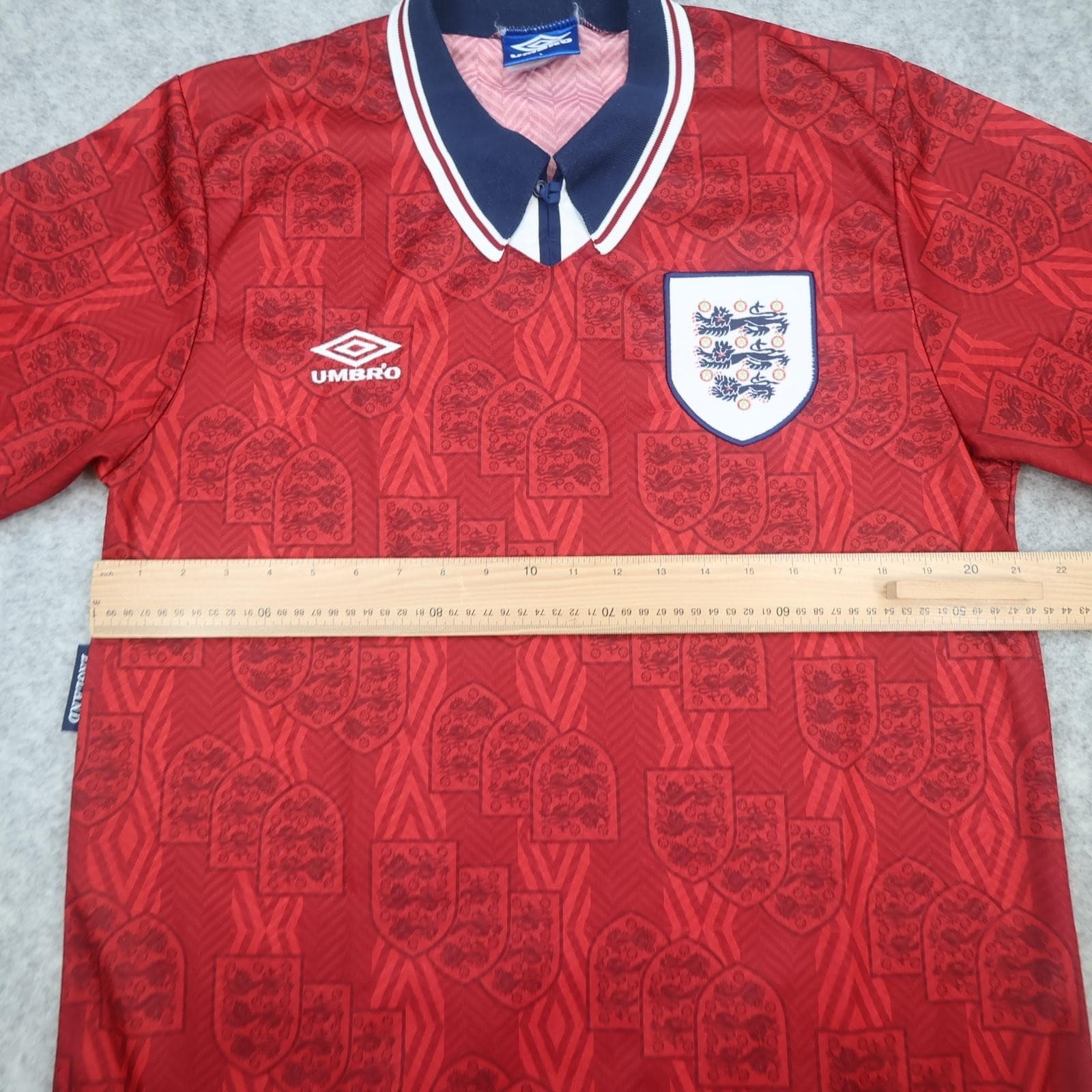 Vintage England Away Shirt Mens Large Red 1993 1995 Football Umbro Jersey photo 7