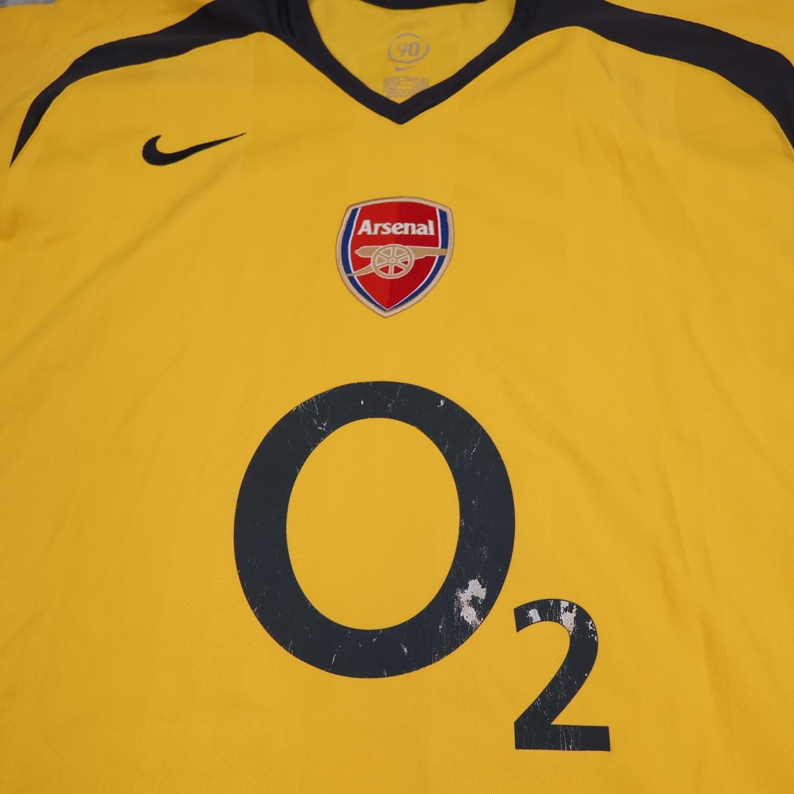 Vintage Arsenal Shirt Mens XL Yellow Away EPL Football Nike O2 Paris 06 photo 3
