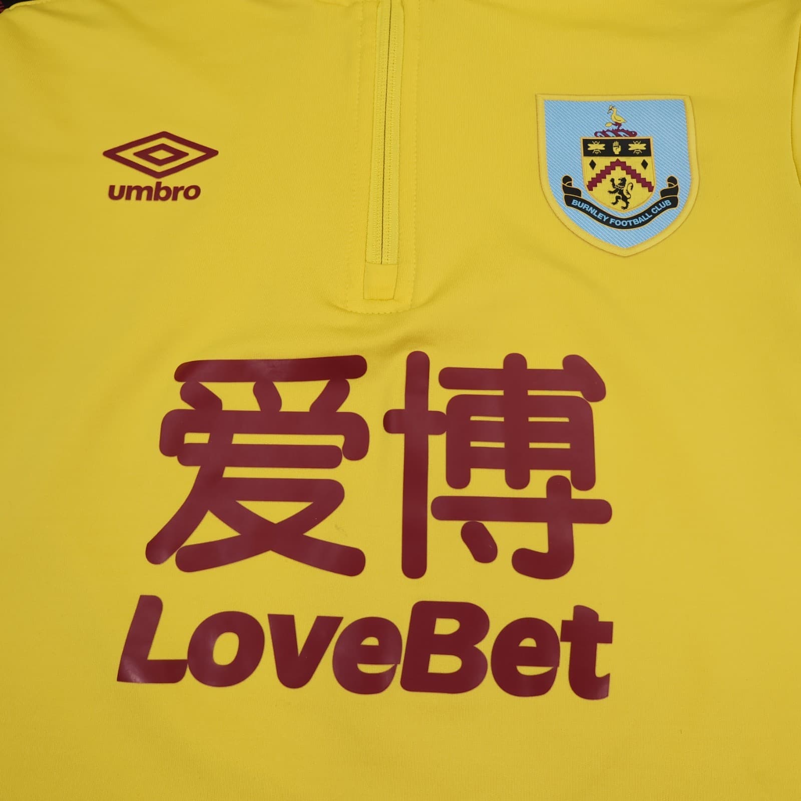Burnley Football Jumper Medium Top 1/4 Zip Yellow Training 2020 2021 Pullover photo 3