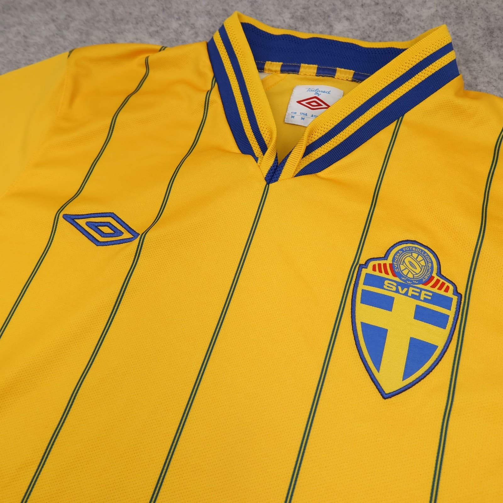 Sweden Home Shirt Mens Medium Yellow 2012 2013 Umbro Soccer Jersey Top SVFF photo 3